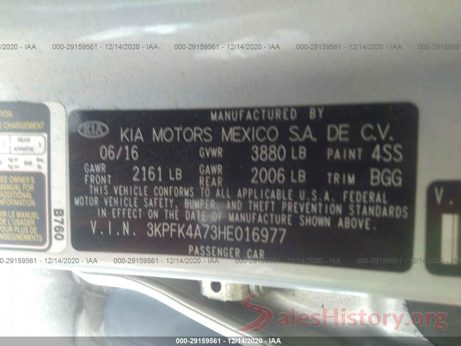 3KPFK4A73HE016977 2017 KIA FORTE