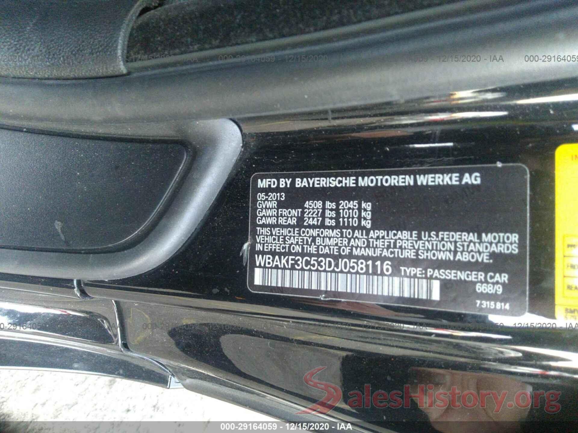 WBAKF3C53DJ058116 2013 BMW 3 SERIES