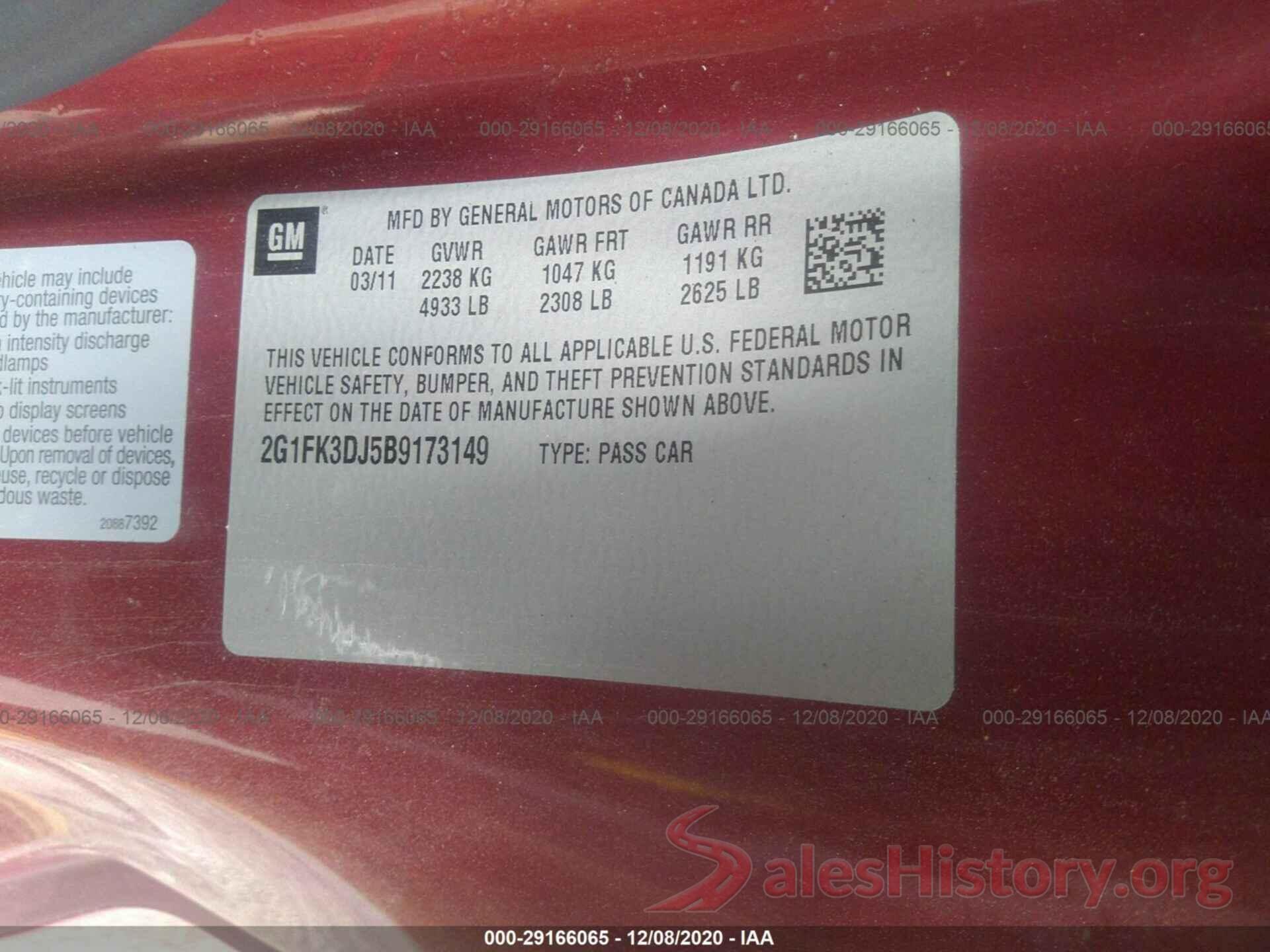 2G1FK3DJ5B9173149 2011 CHEVROLET CAMARO