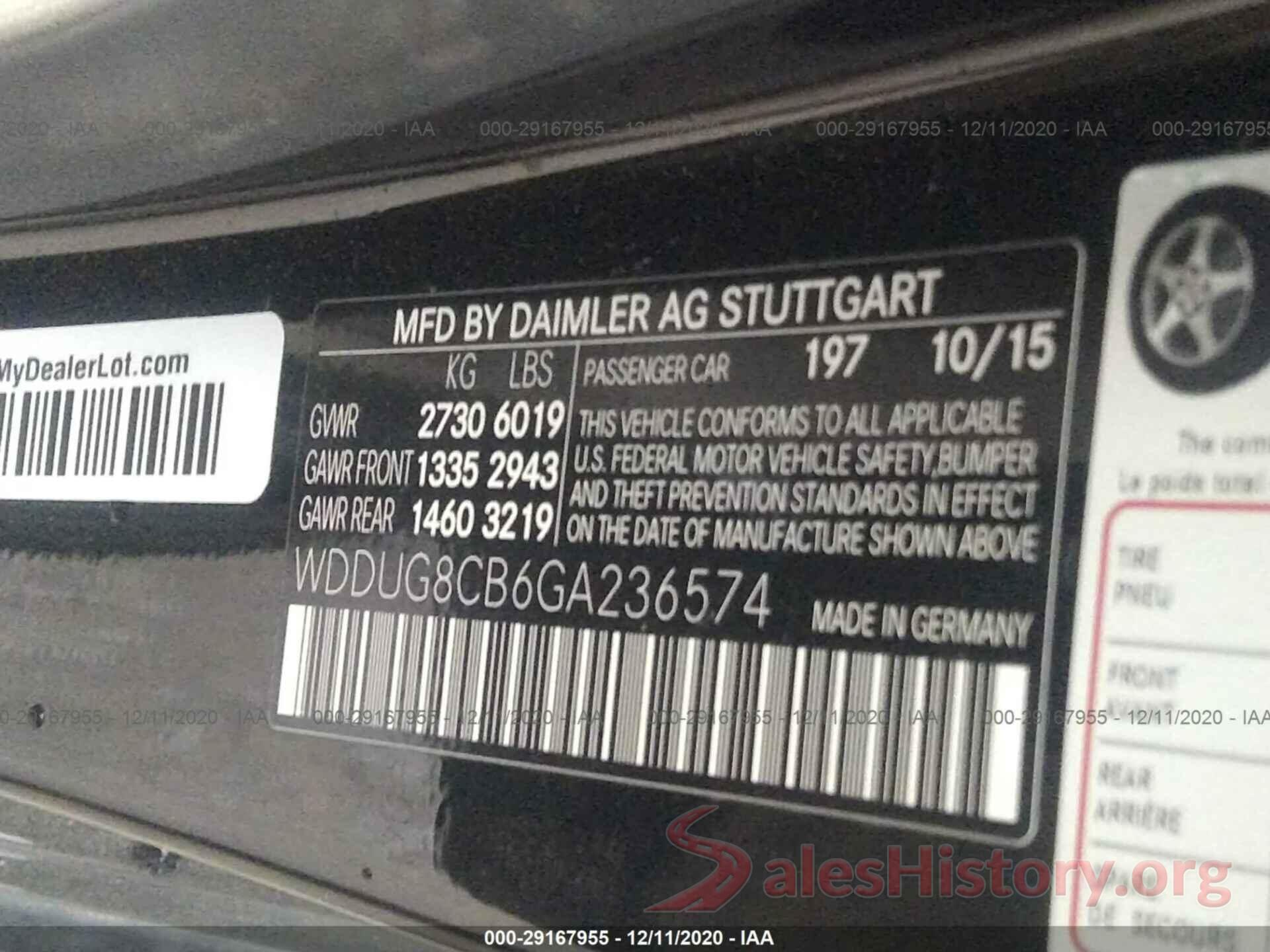 WDDUG8CB6GA236574 2016 MERCEDES-BENZ S-CLASS