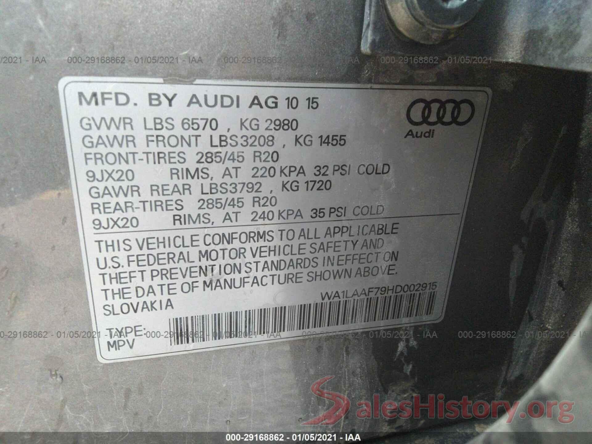 WA1LAAF79HD002915 2017 AUDI Q7