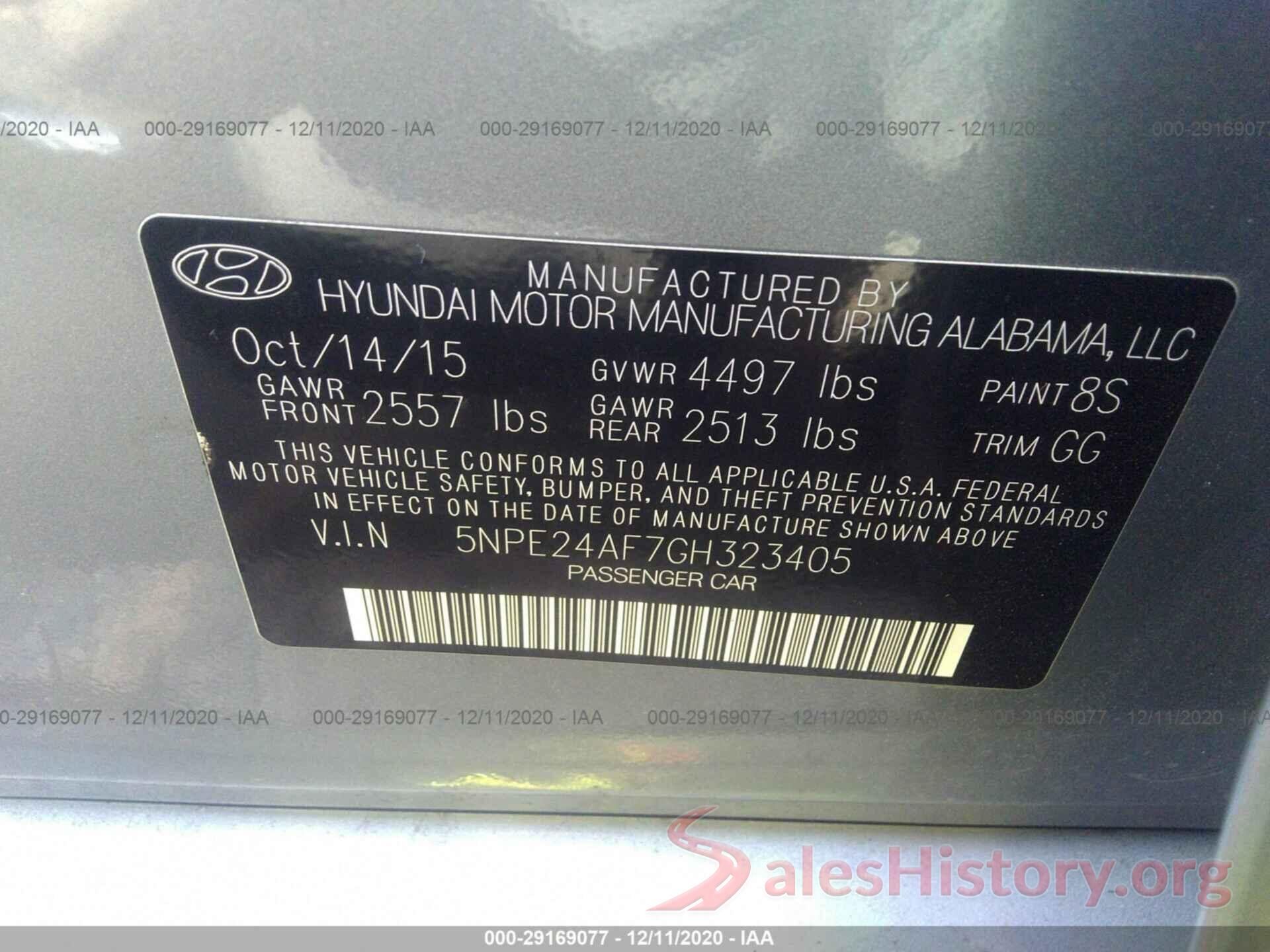 5NPE24AF7GH323405 2016 HYUNDAI SONATA