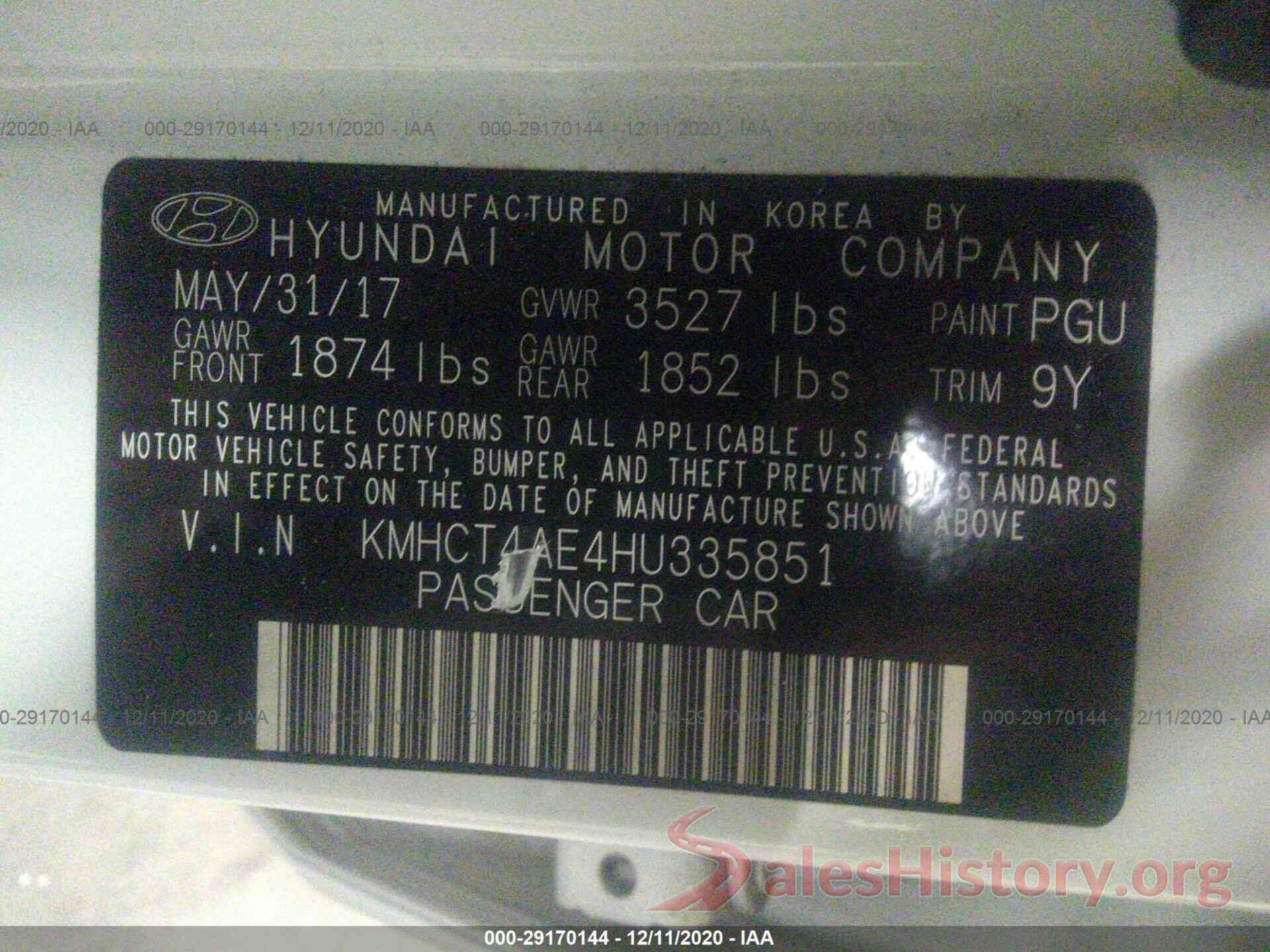 KMHCT4AE4HU335851 2017 HYUNDAI ACCENT