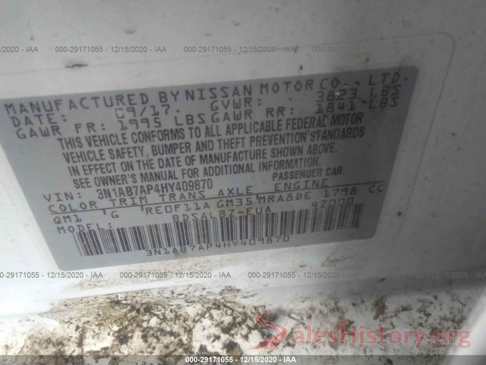 3N1AB7AP4HY409870 2017 NISSAN SENTRA