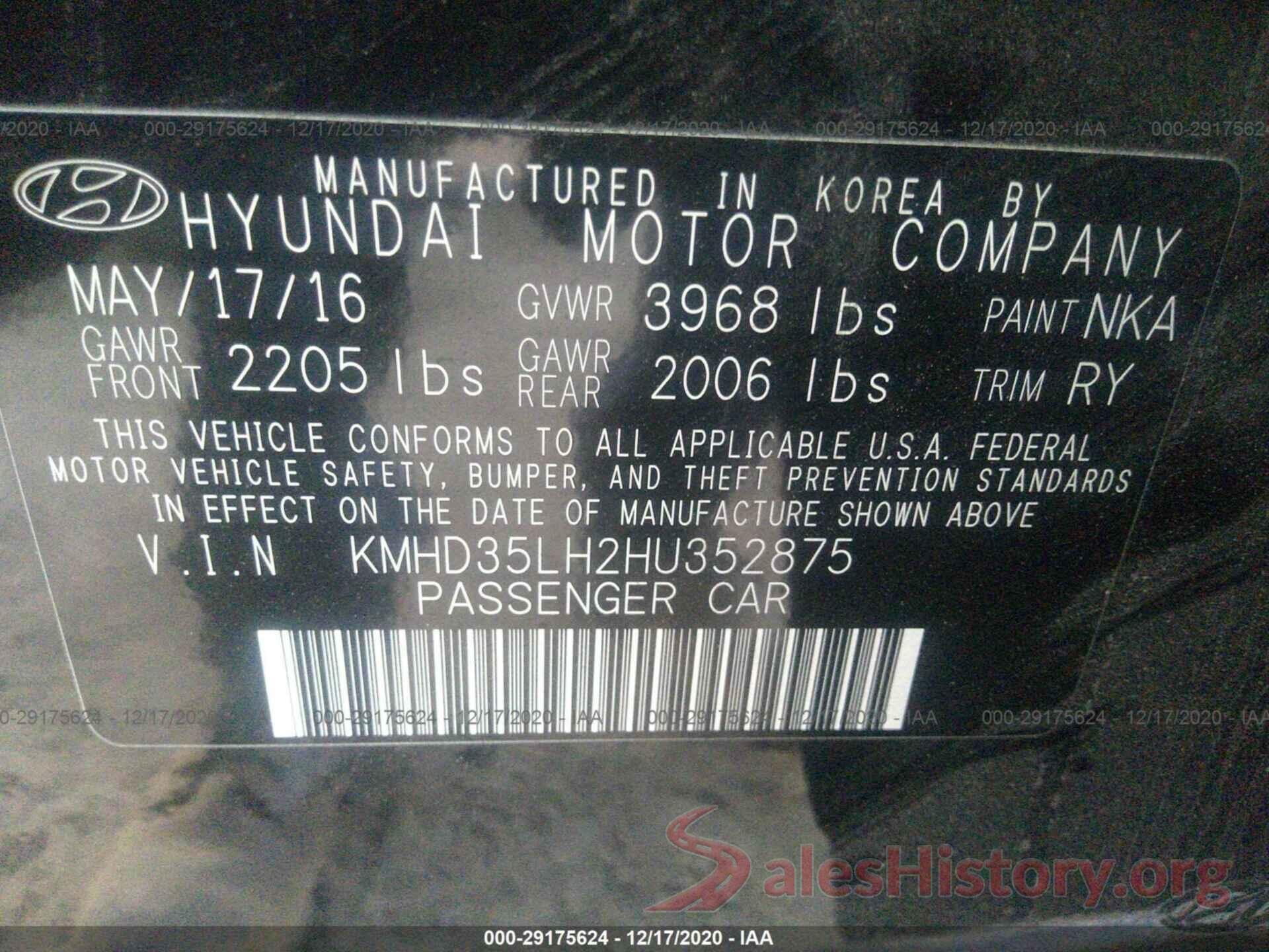 KMHD35LH2HU352875 2017 HYUNDAI ELANTRA GT