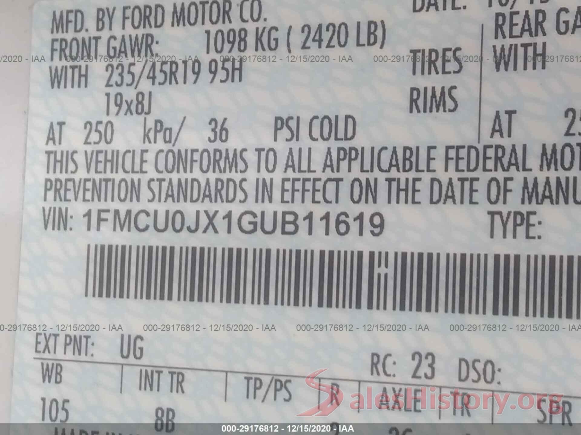 1FMCU0JX1GUB11619 2016 FORD ESCAPE