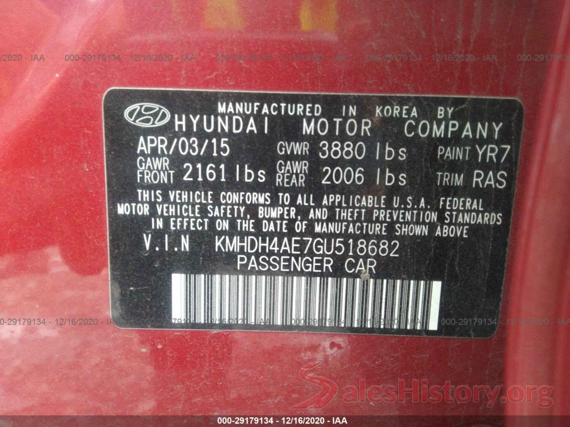 KMHDH4AE7GU518682 2016 HYUNDAI ELANTRA