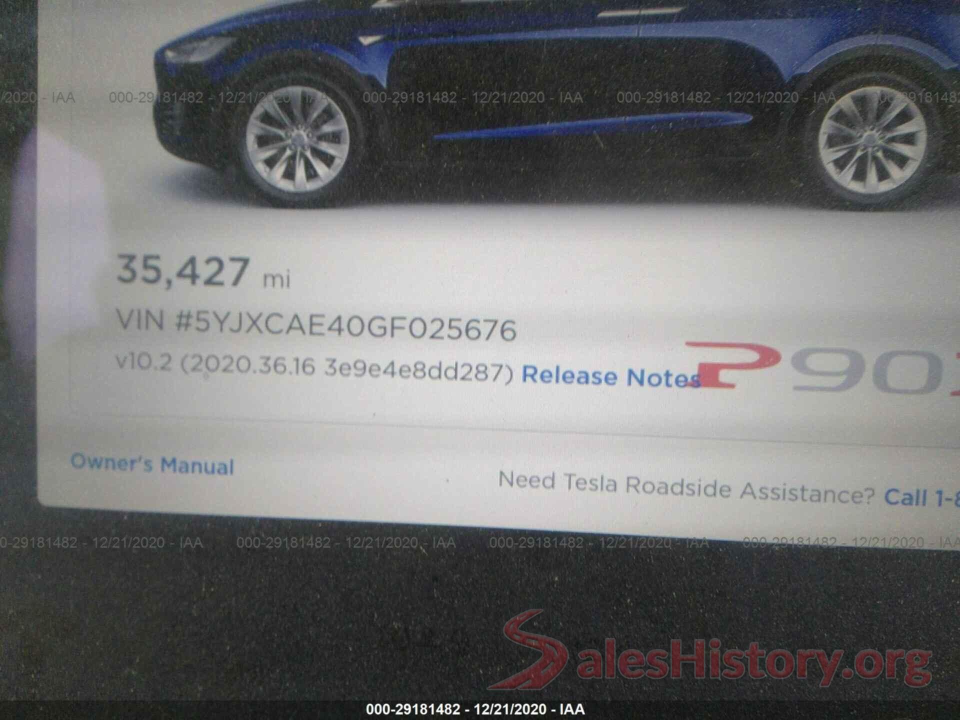 5YJXCAE40GF025676 2016 TESLA MODEL X