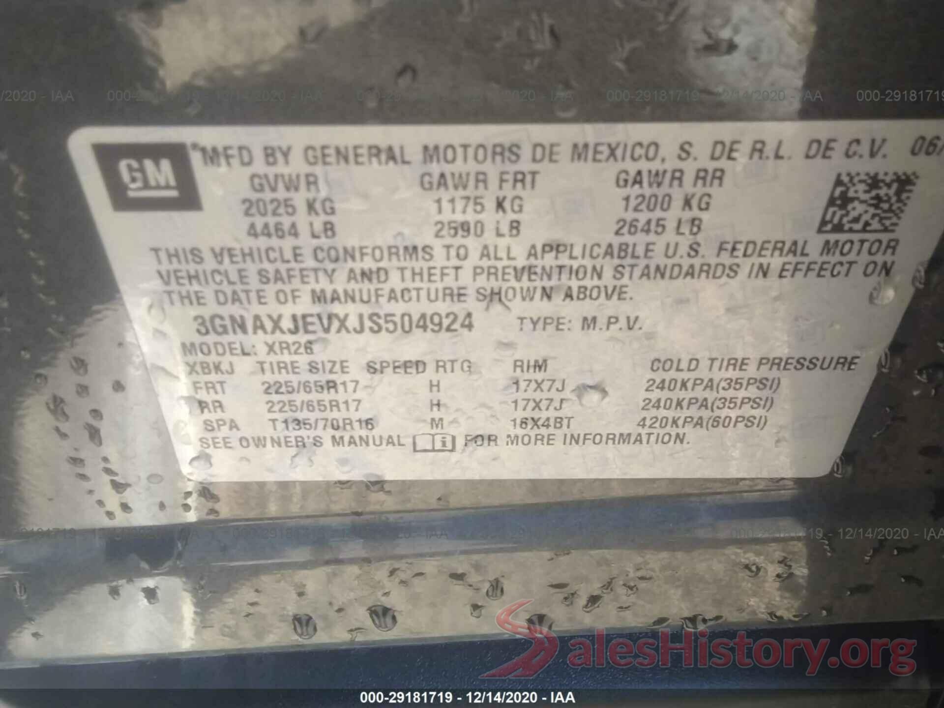 3GNAXJEVXJS504924 2018 CHEVROLET EQUINOX