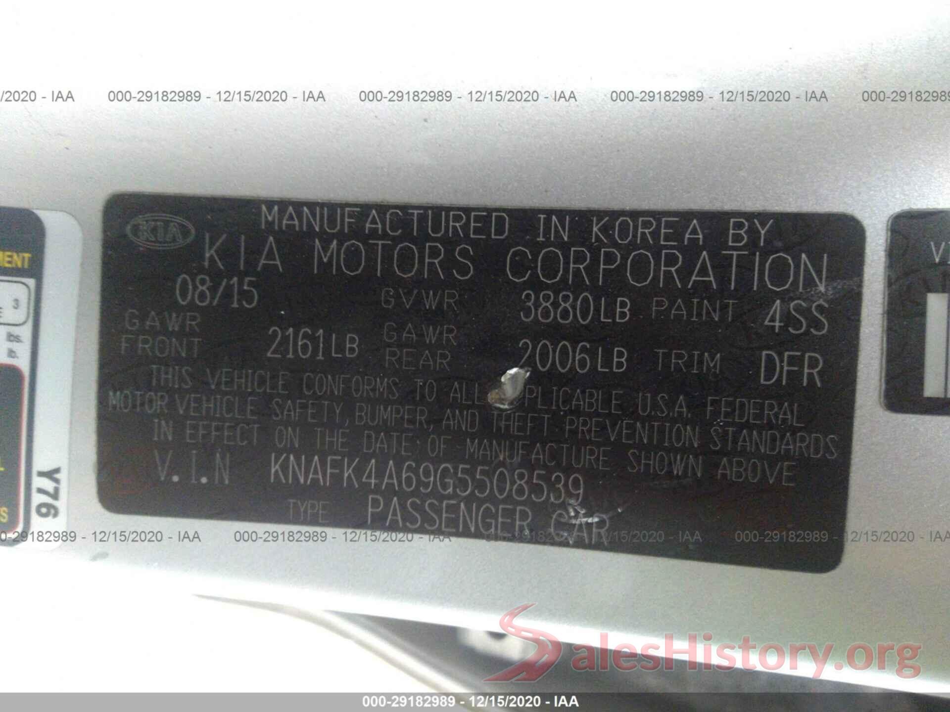 KNAFK4A69G5508539 2016 KIA FORTE