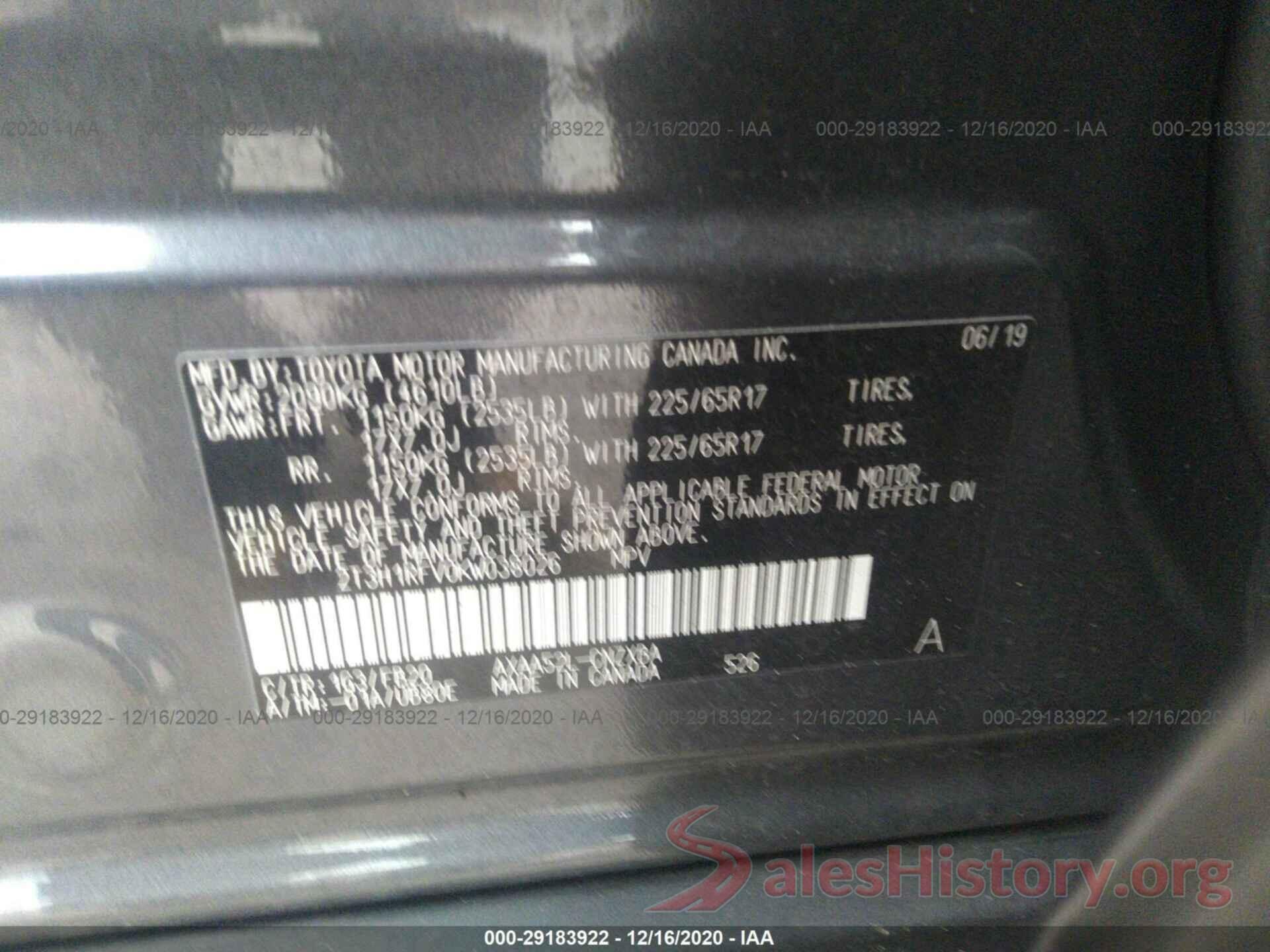 2T3H1RFV0KW038026 2019 TOYOTA RAV4