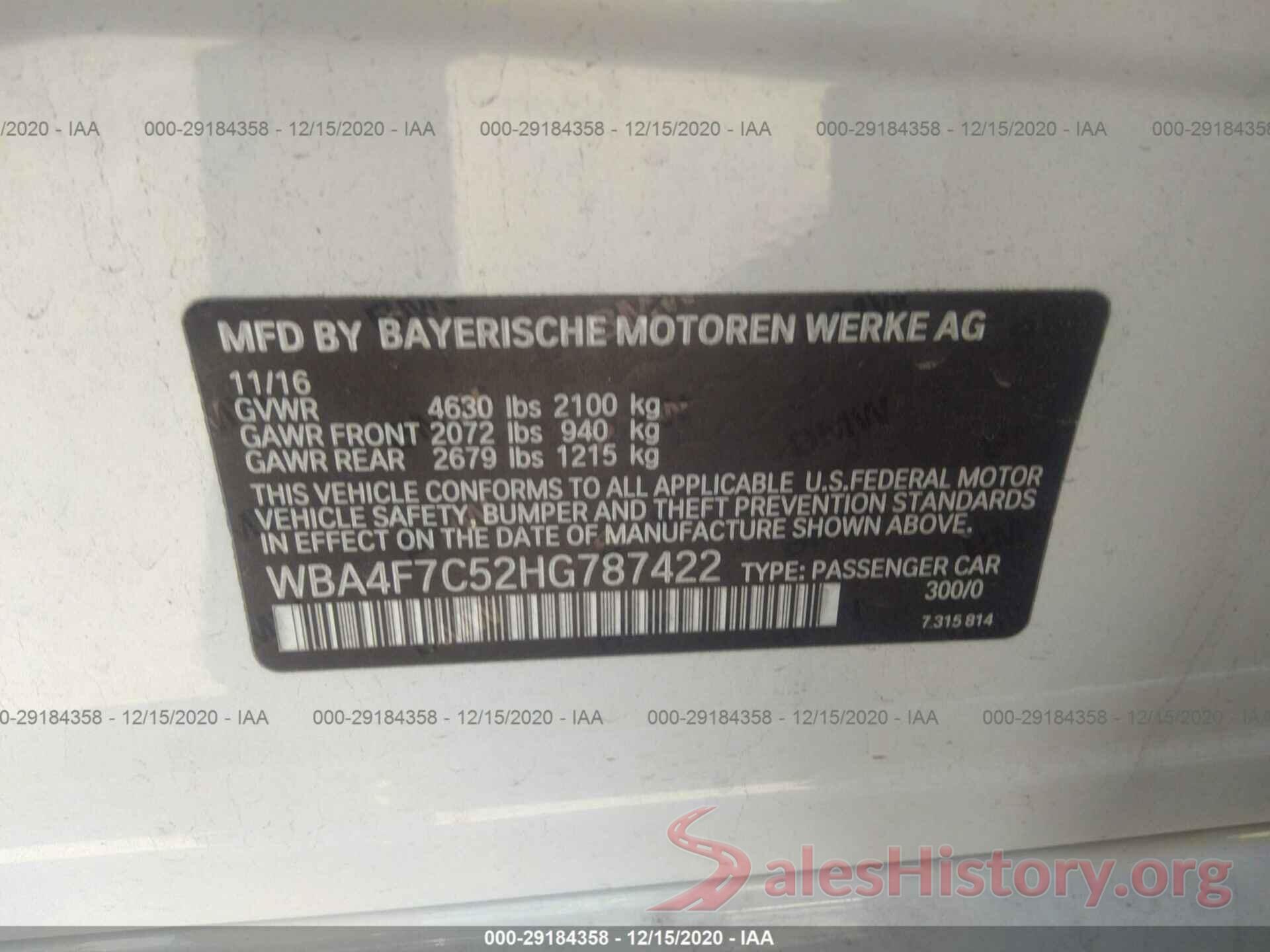 WBA4F7C52HG787422 2017 BMW 4 SERIES