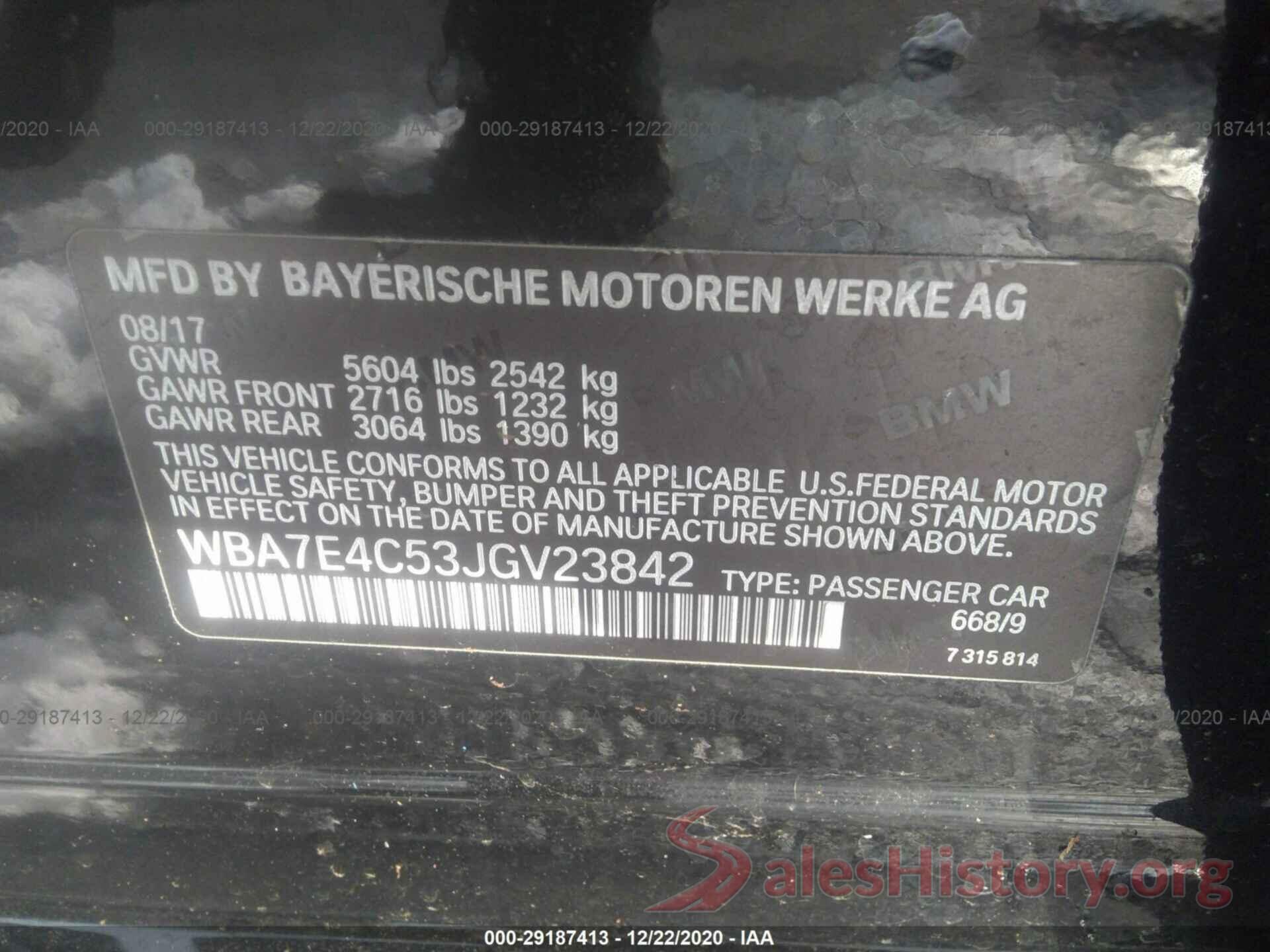 WBA7E4C53JGV23842 2018 BMW 7 SERIES