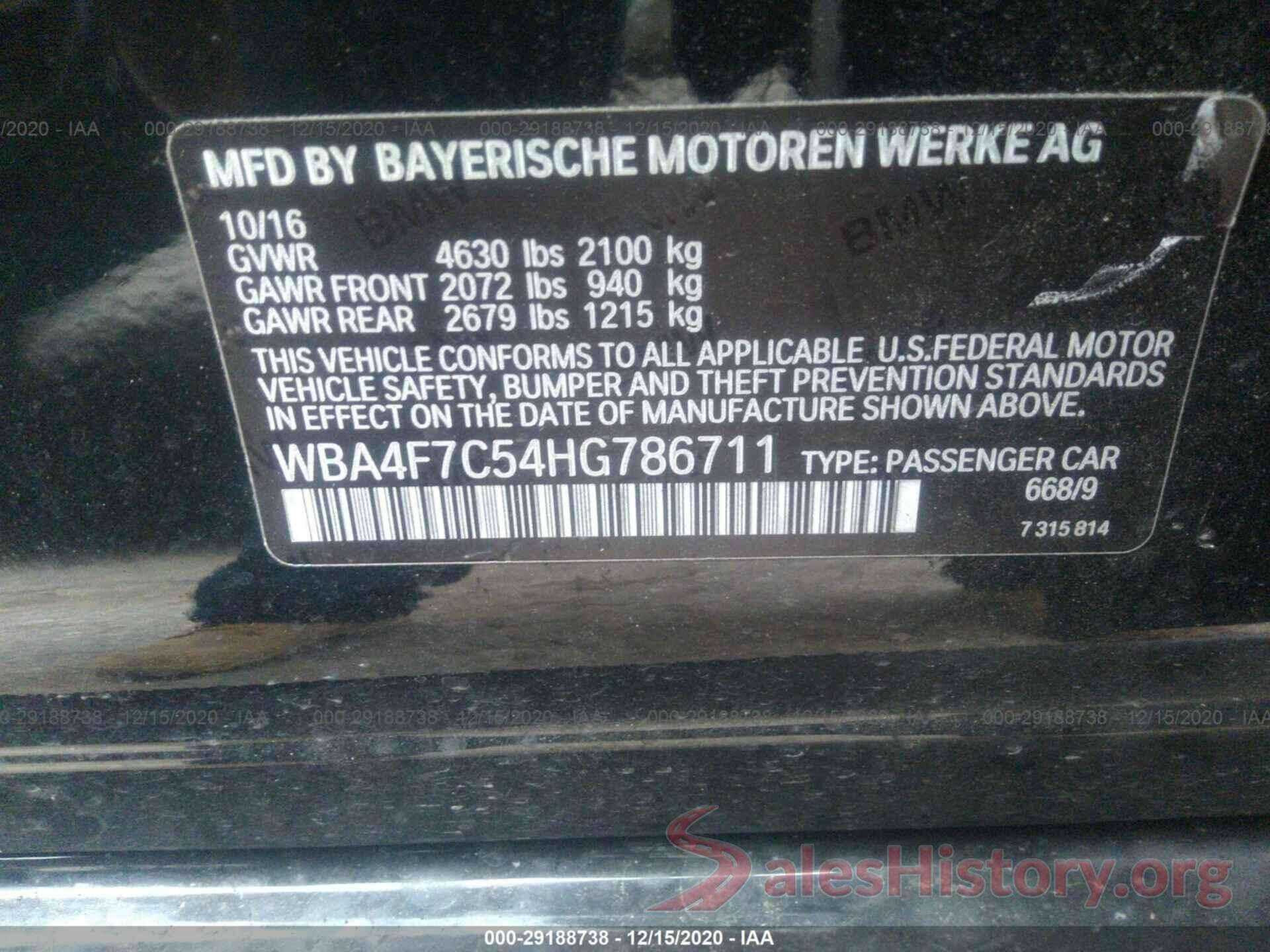 WBA4F7C54HG786711 2017 BMW 4 SERIES