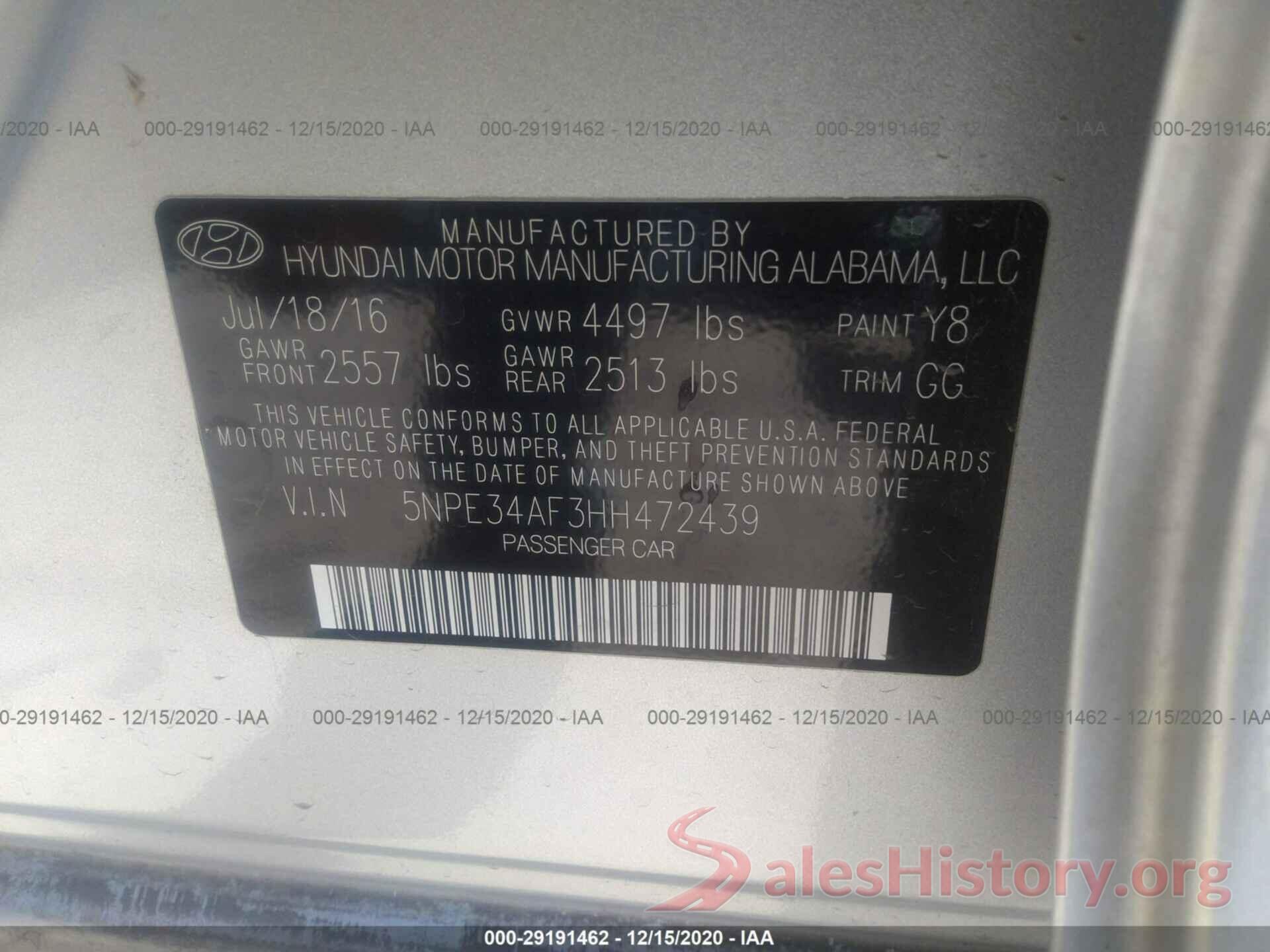 5NPE34AF3HH472439 2017 HYUNDAI SONATA