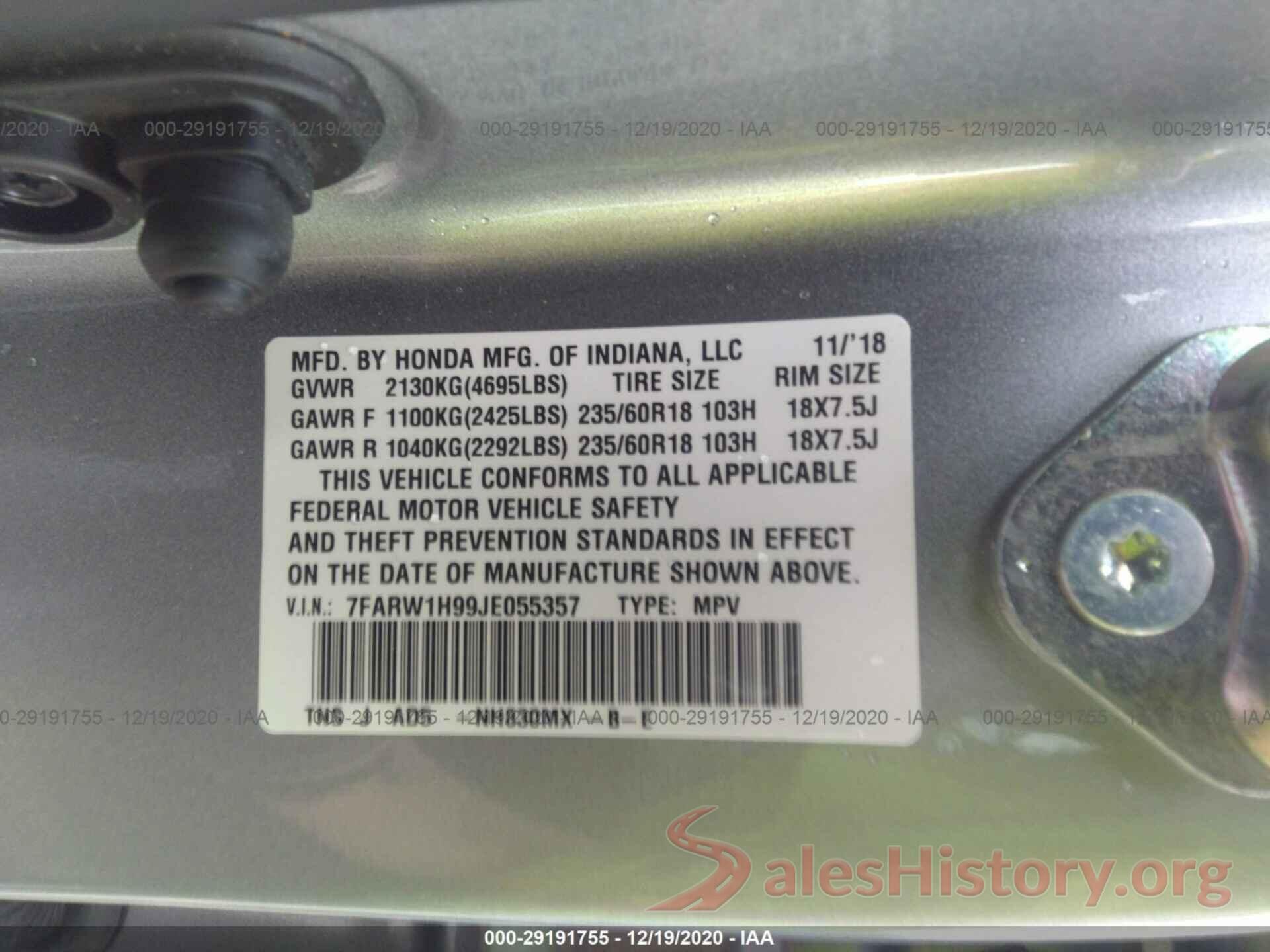 7FARW1H99JE055357 2018 HONDA CR-V