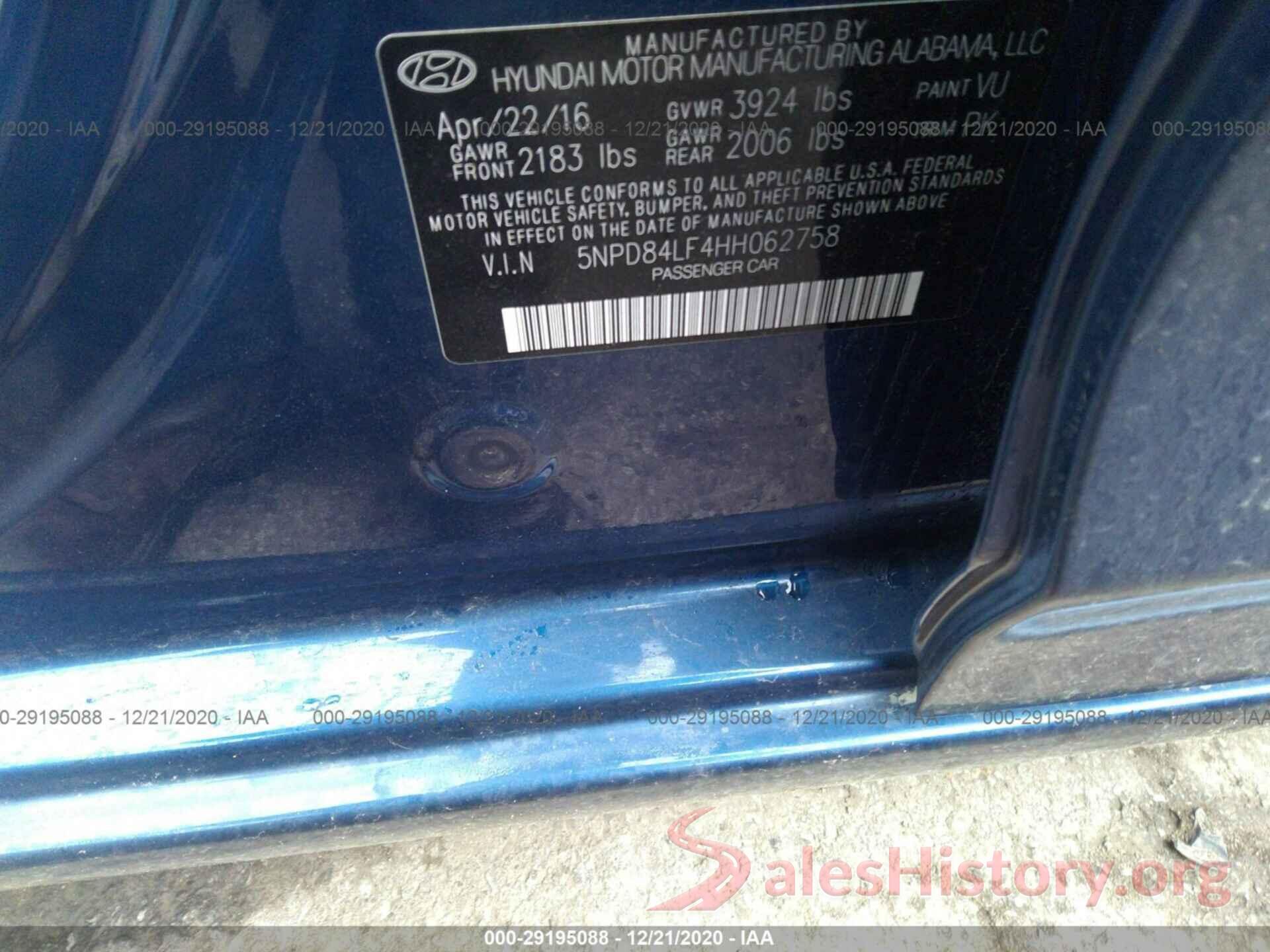 5NPD84LF4HH062758 2017 HYUNDAI ELANTRA