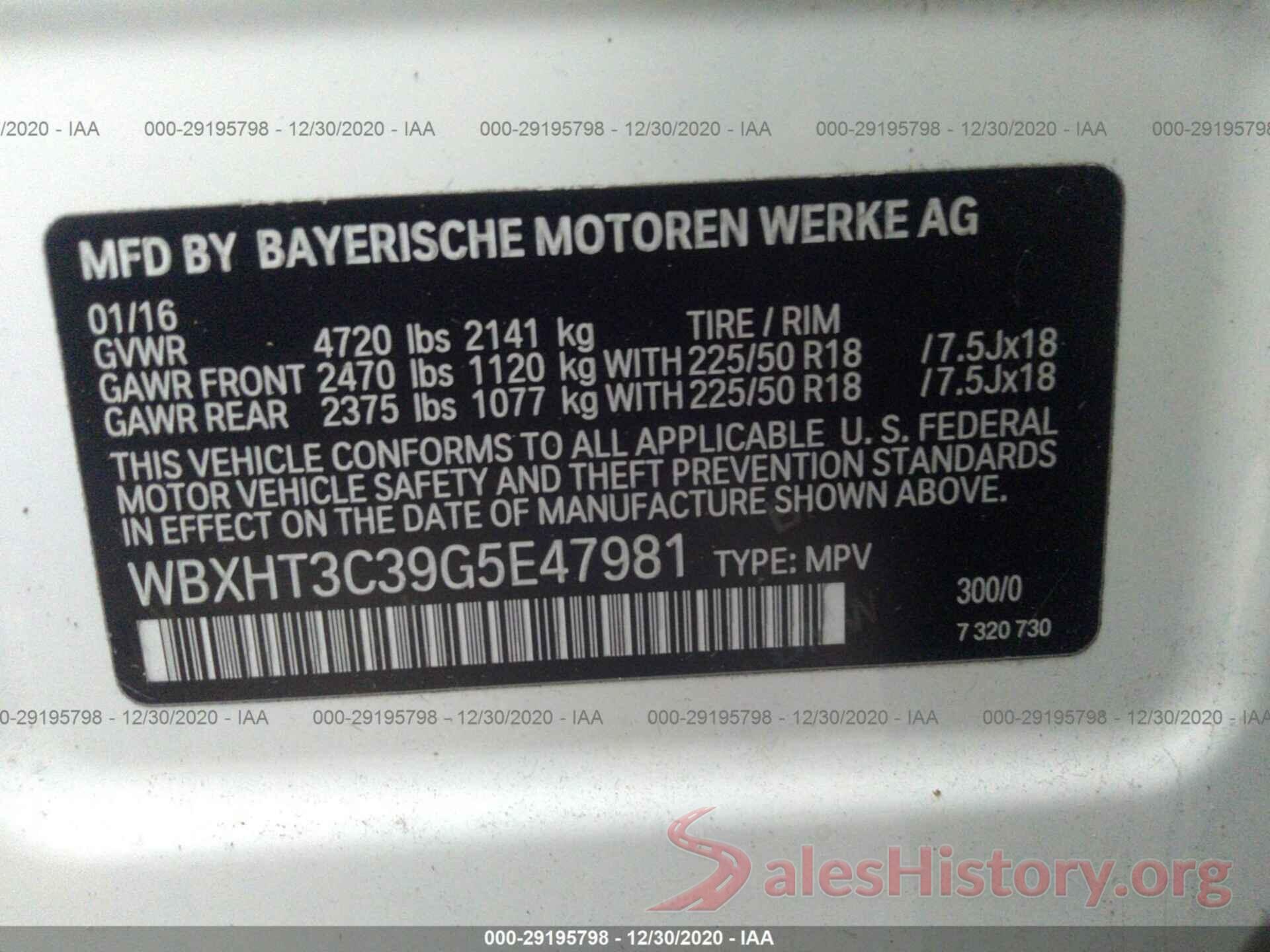 WBXHT3C39G5E47981 2016 BMW X1