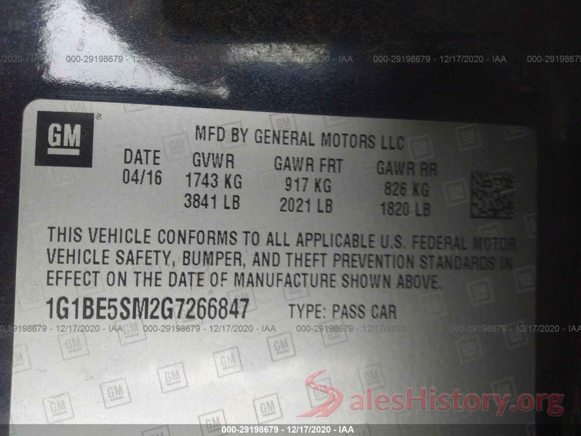 1G1BE5SM2G7266847 2016 CHEVROLET CRUZE