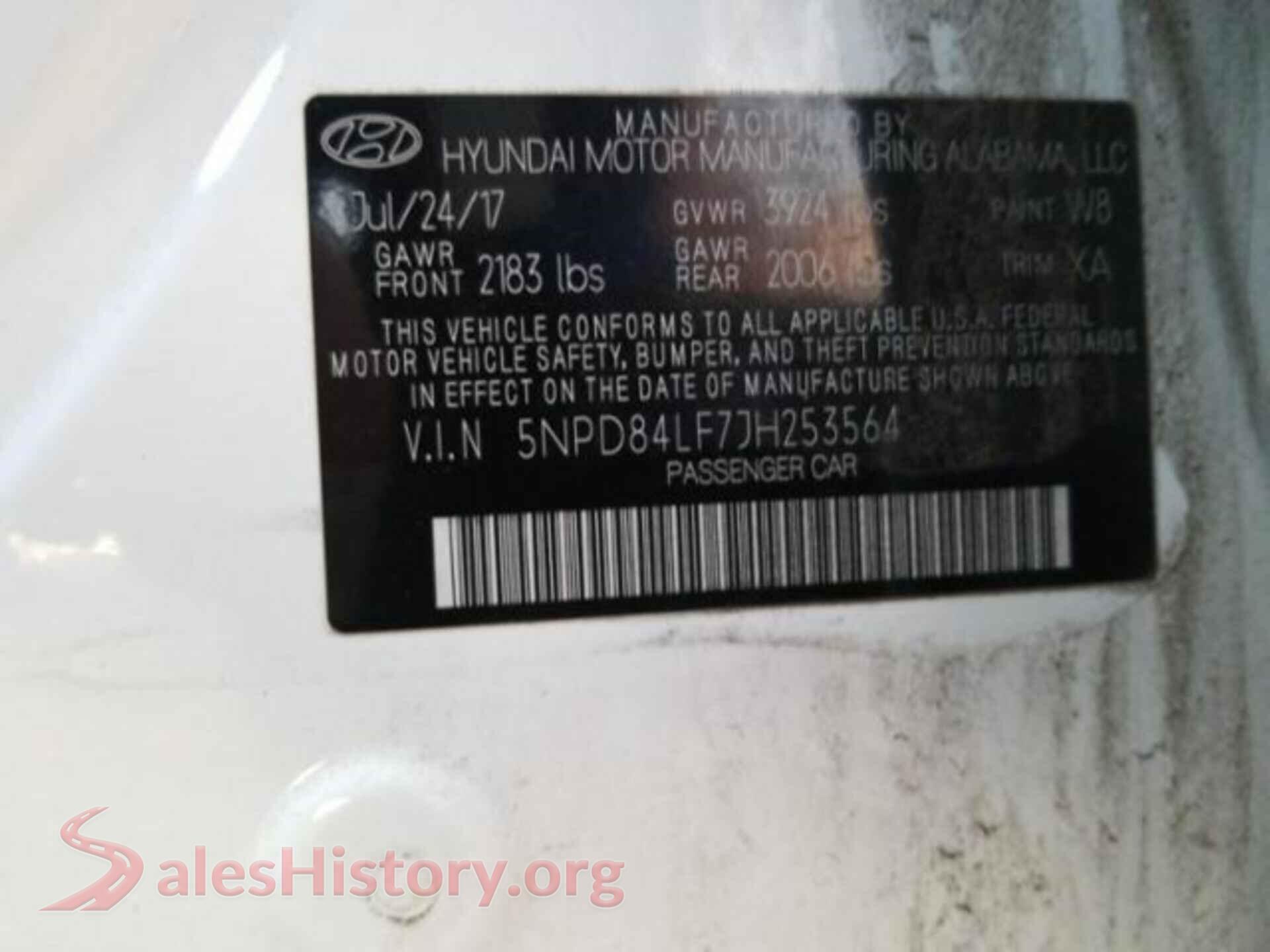 2018 HYUNDAI ELANTRA VIN 5NPD84LF7JH253564, passenger side view
