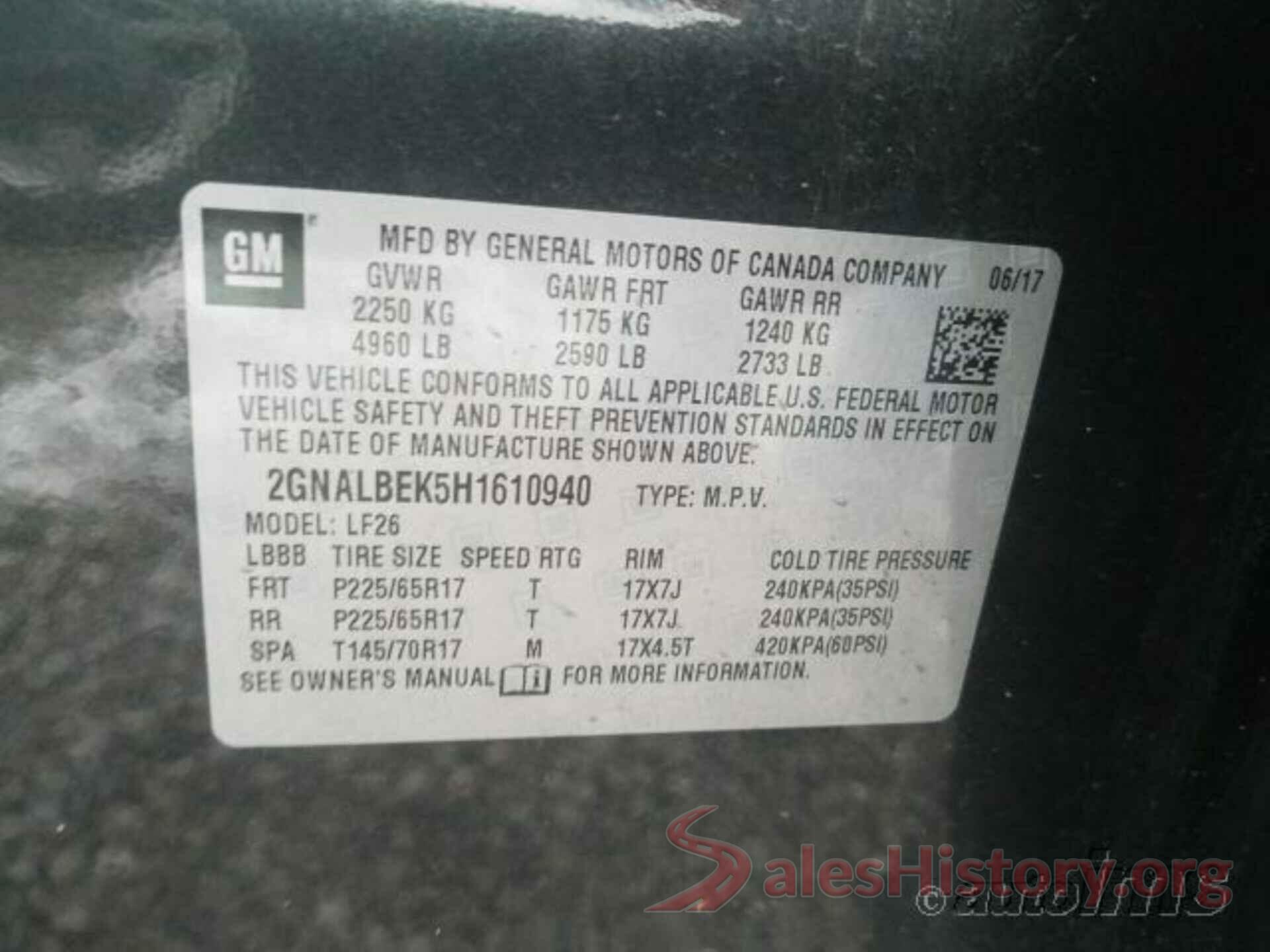 2GNALBEK5H1610940 2017 CHEVROLET EQUINOX