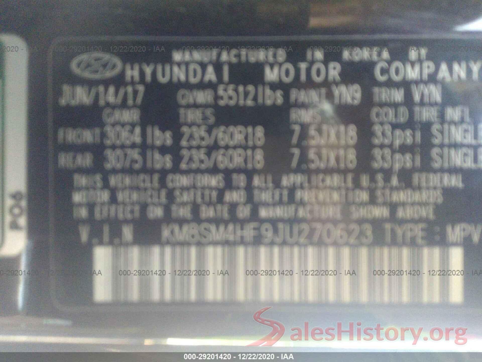 KM8SM4HF9JU270623 2018 HYUNDAI SANTA FE