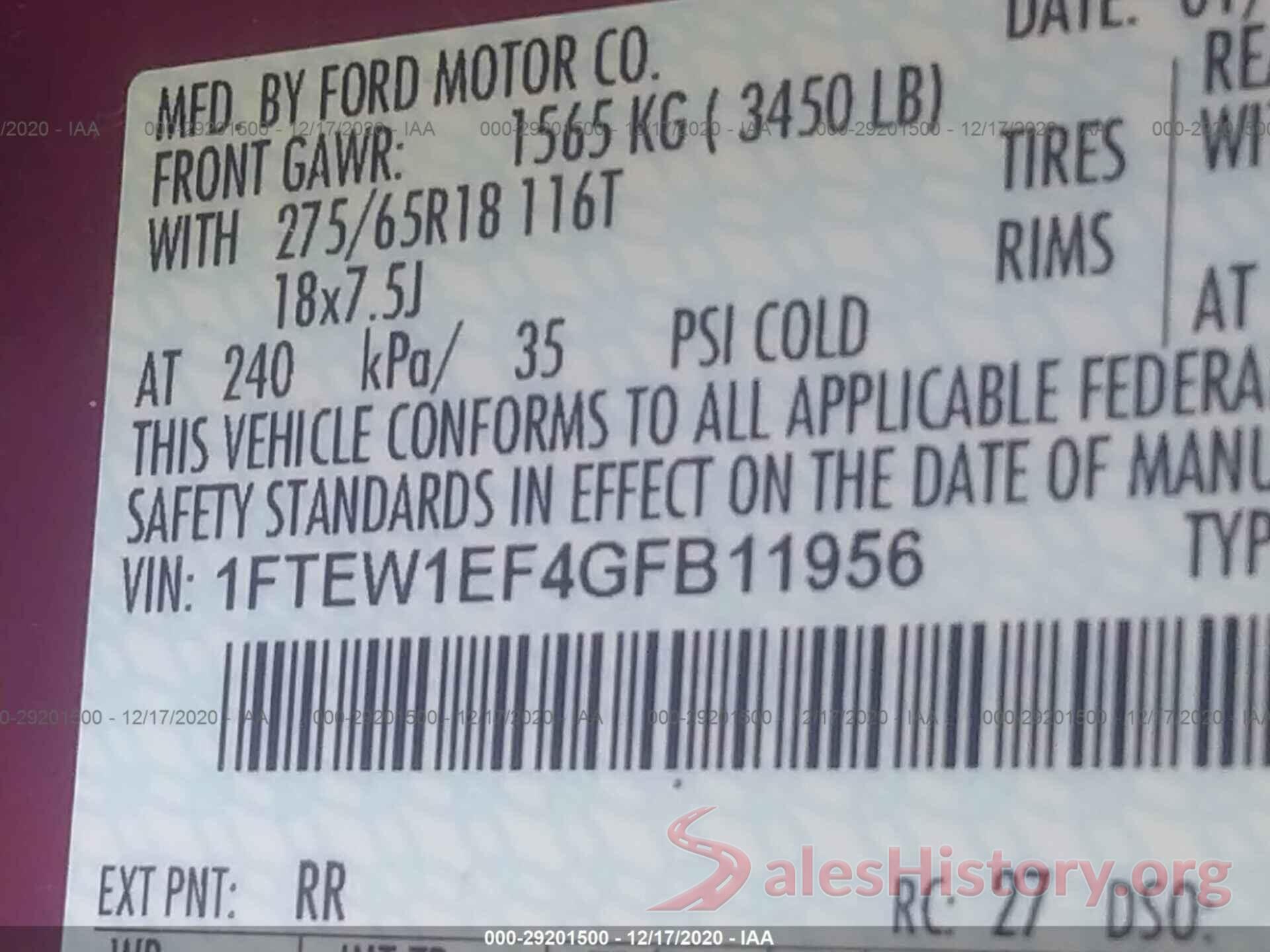 1FTEW1EF4GFB11956 2016 FORD F-150