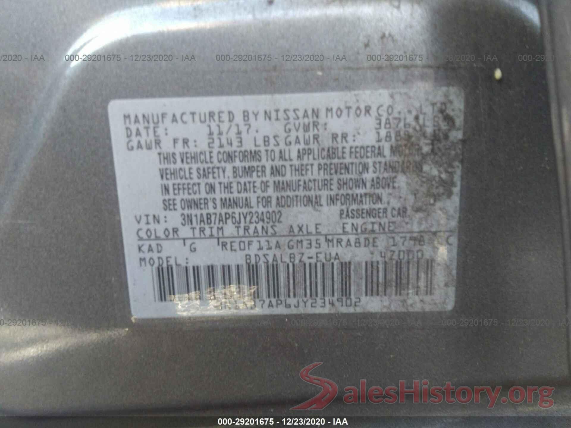 3N1AB7AP6JY234902 2018 NISSAN SENTRA