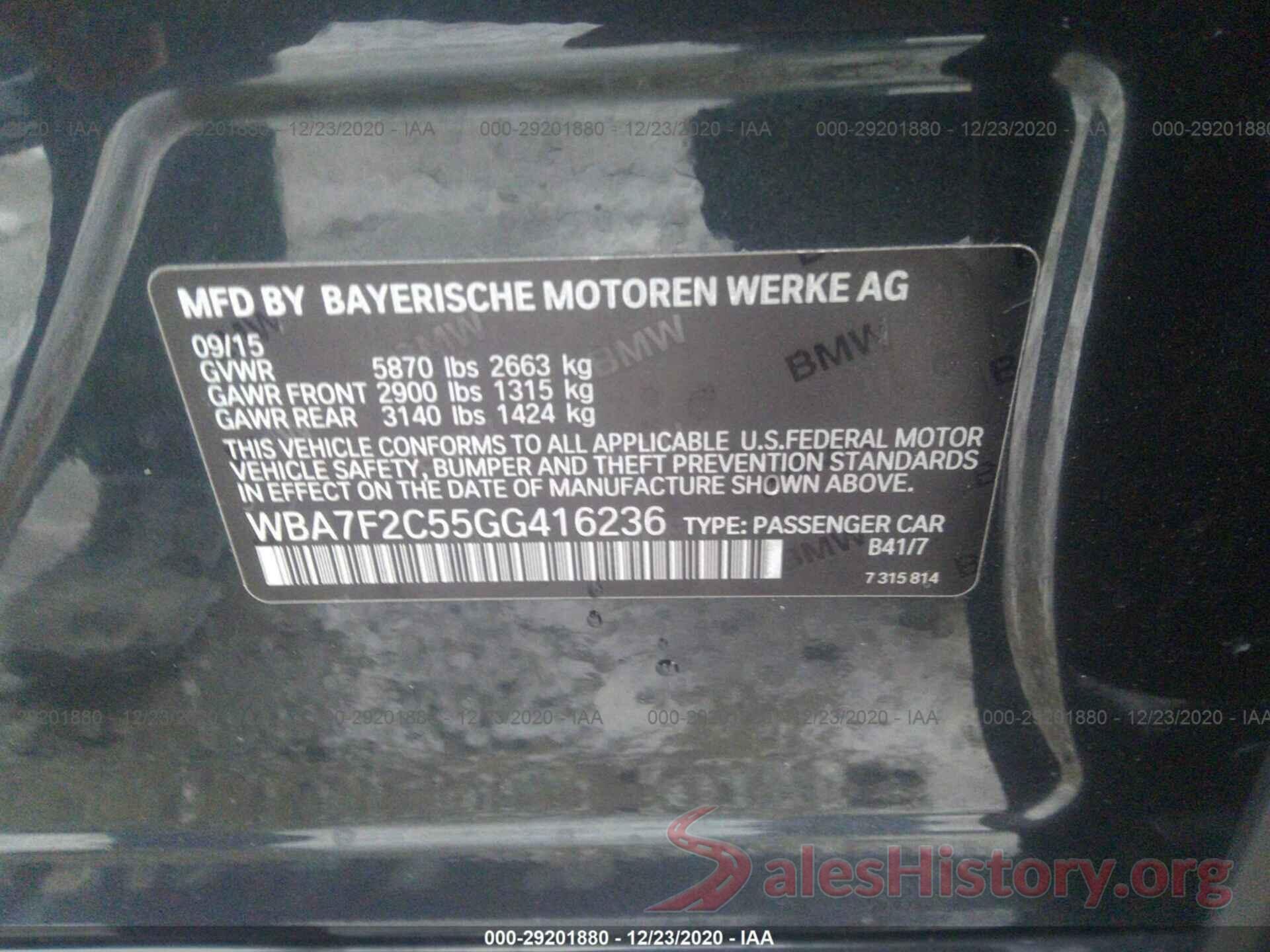 WBA7F2C55GG416236 2016 BMW 7 SERIES