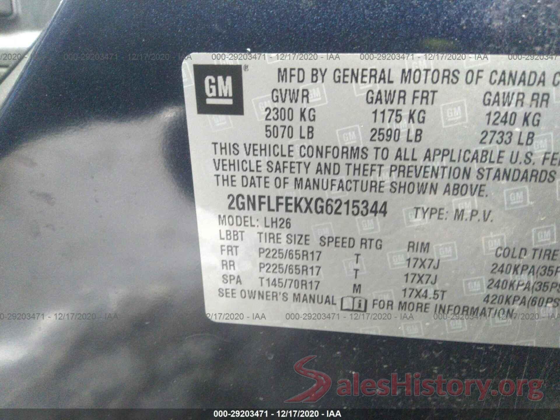 2GNFLFEKXG6215344 2016 CHEVROLET EQUINOX