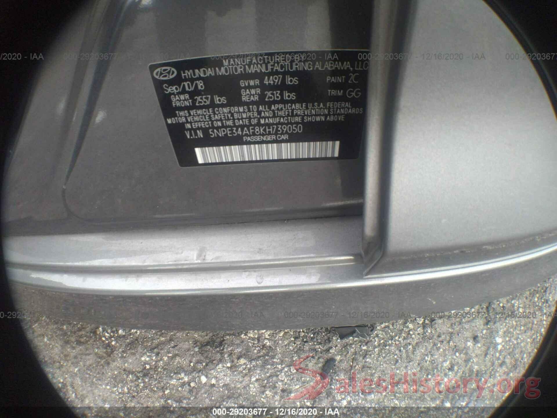 5NPE34AF8KH739050 2019 HYUNDAI SONATA