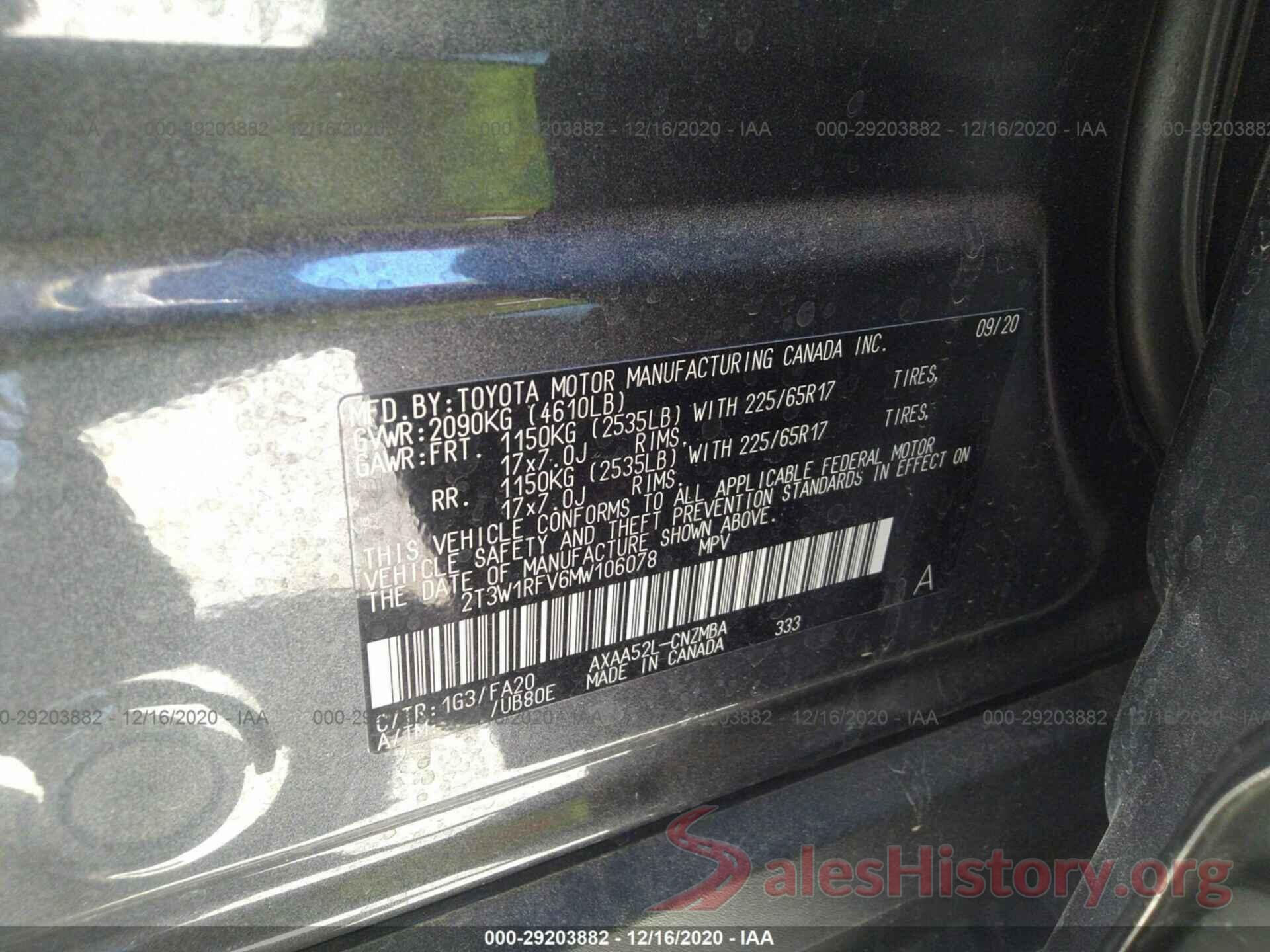 2T3W1RFV6MW106078 2021 TOYOTA RAV4