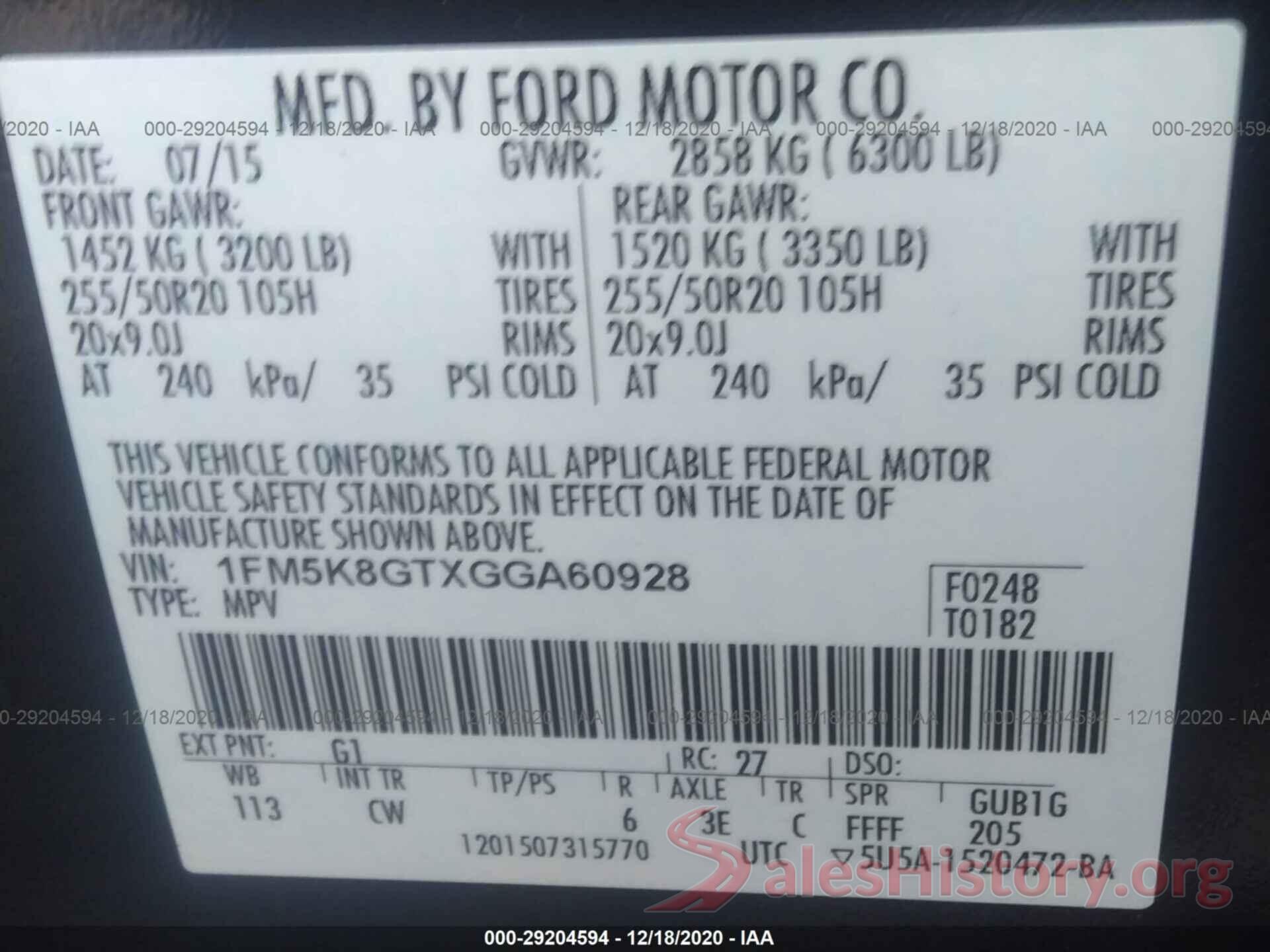 1FM5K8GTXGGA60928 2016 FORD EXPLORER