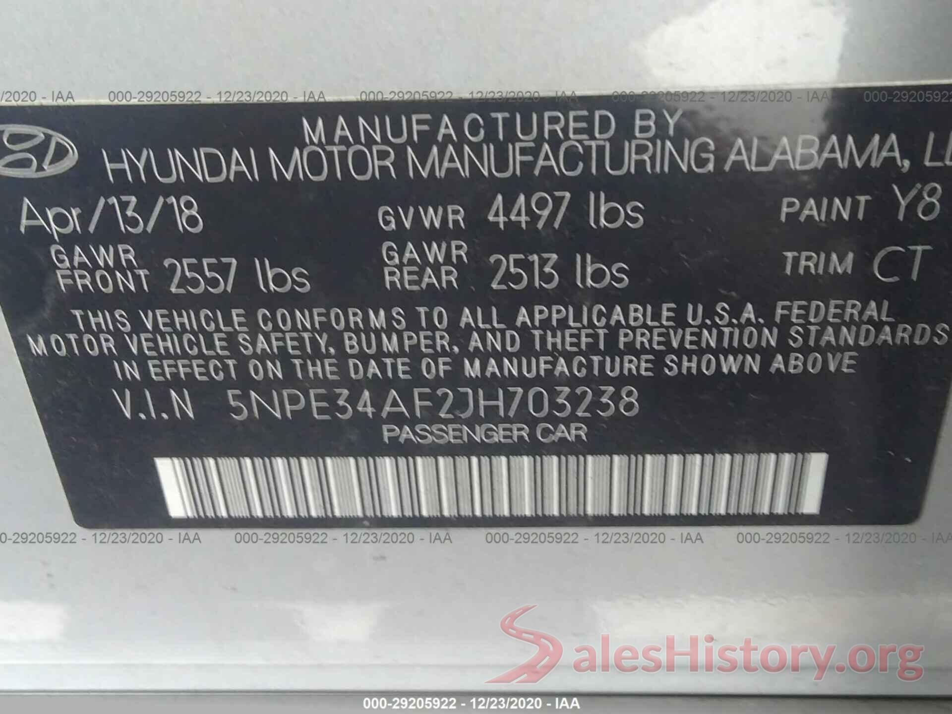 5NPE34AF2JH703238 2018 HYUNDAI SONATA