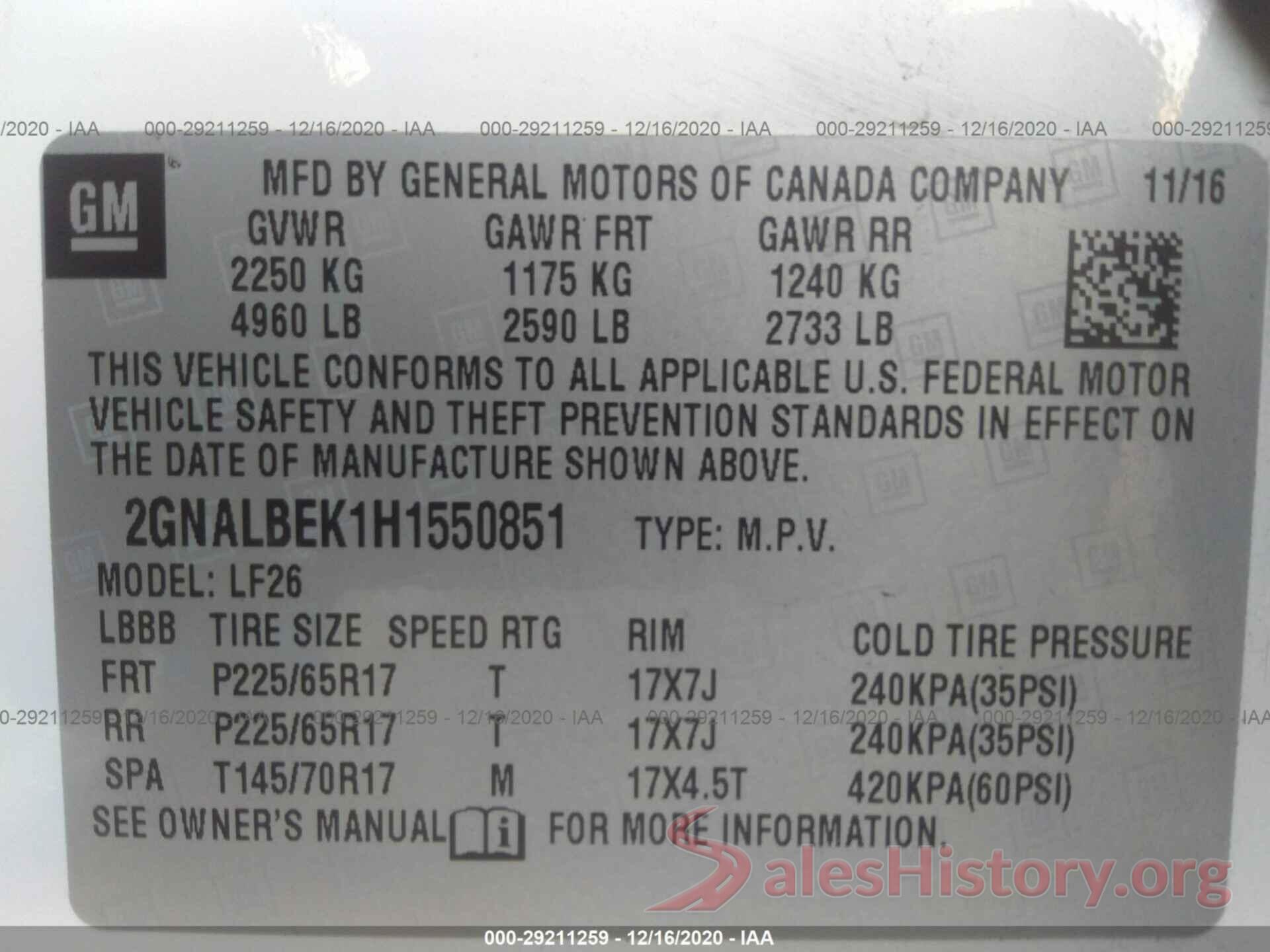 2GNALBEK1H1550851 2017 CHEVROLET EQUINOX