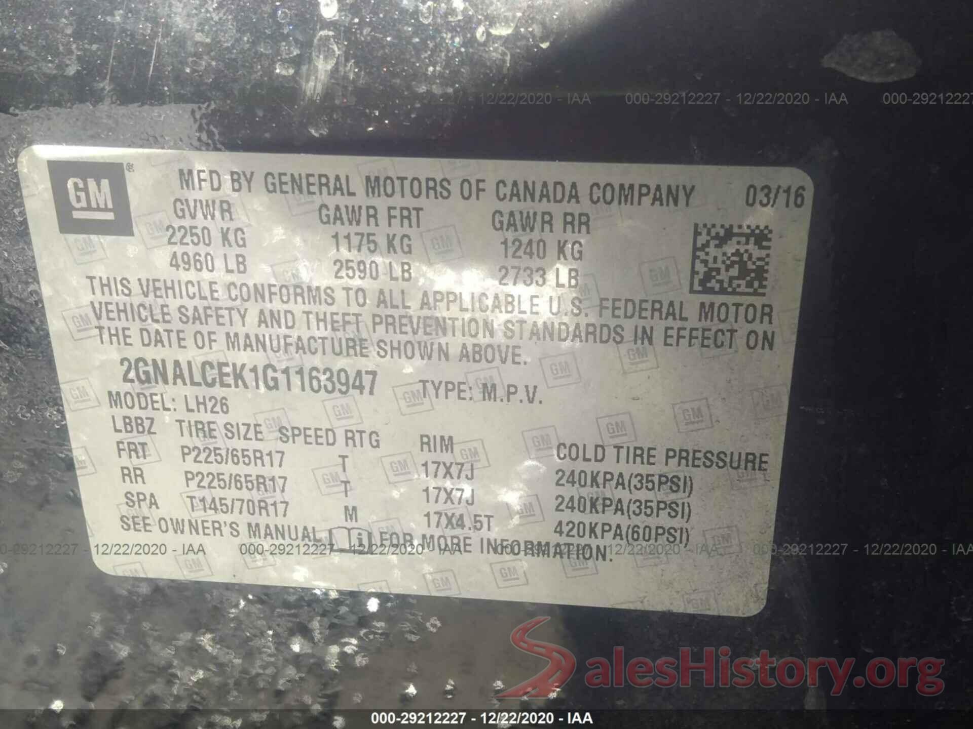 2GNALCEK1G1163947 2016 CHEVROLET EQUINOX