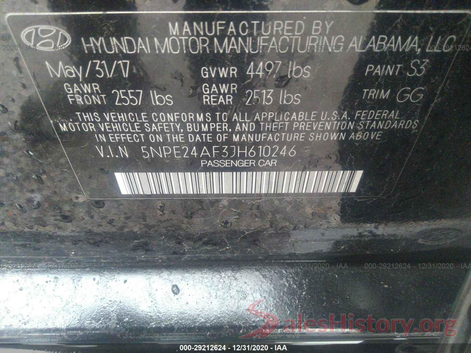 5NPE24AF3JH610246 2018 HYUNDAI SONATA