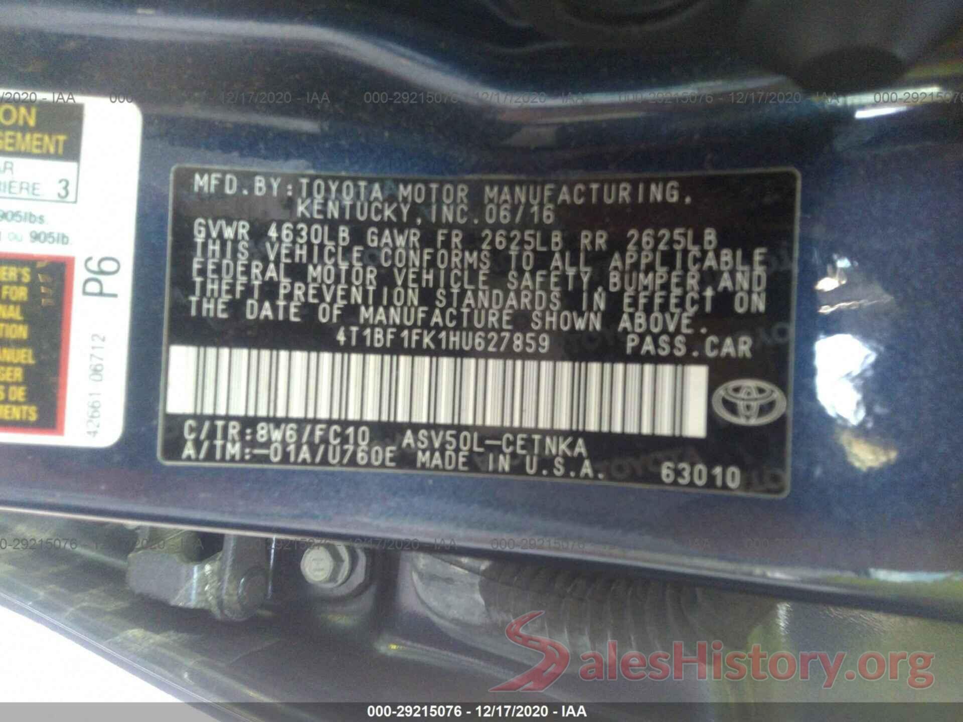 4T1BF1FK1HU627859 2017 TOYOTA CAMRY