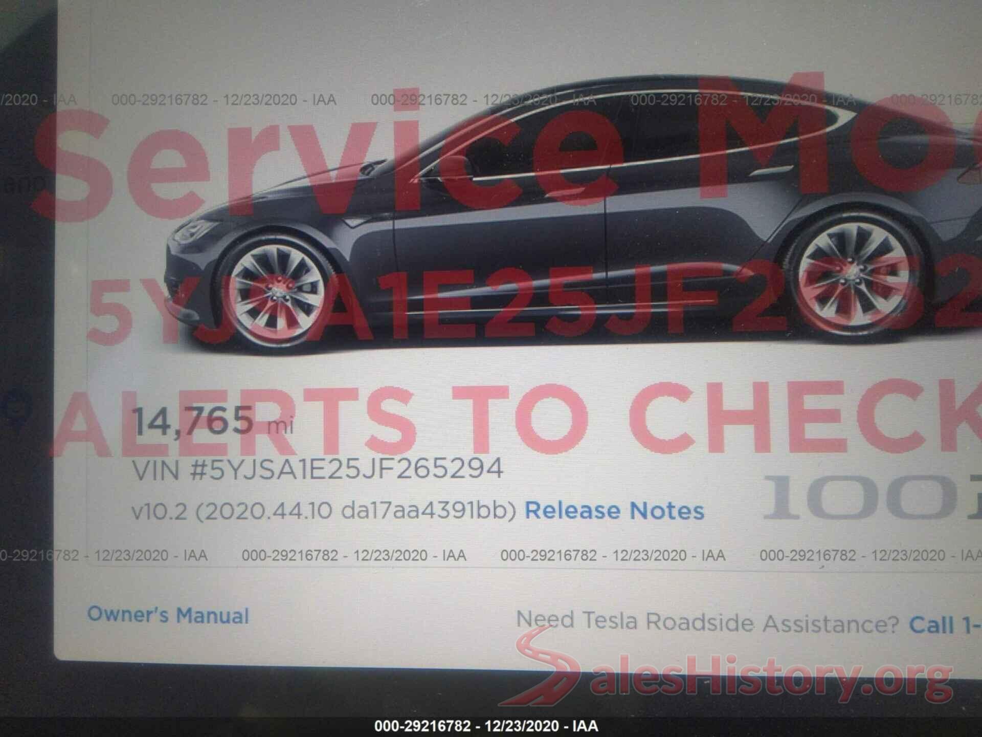 5YJSA1E25JF265294 2018 TESLA MODEL S