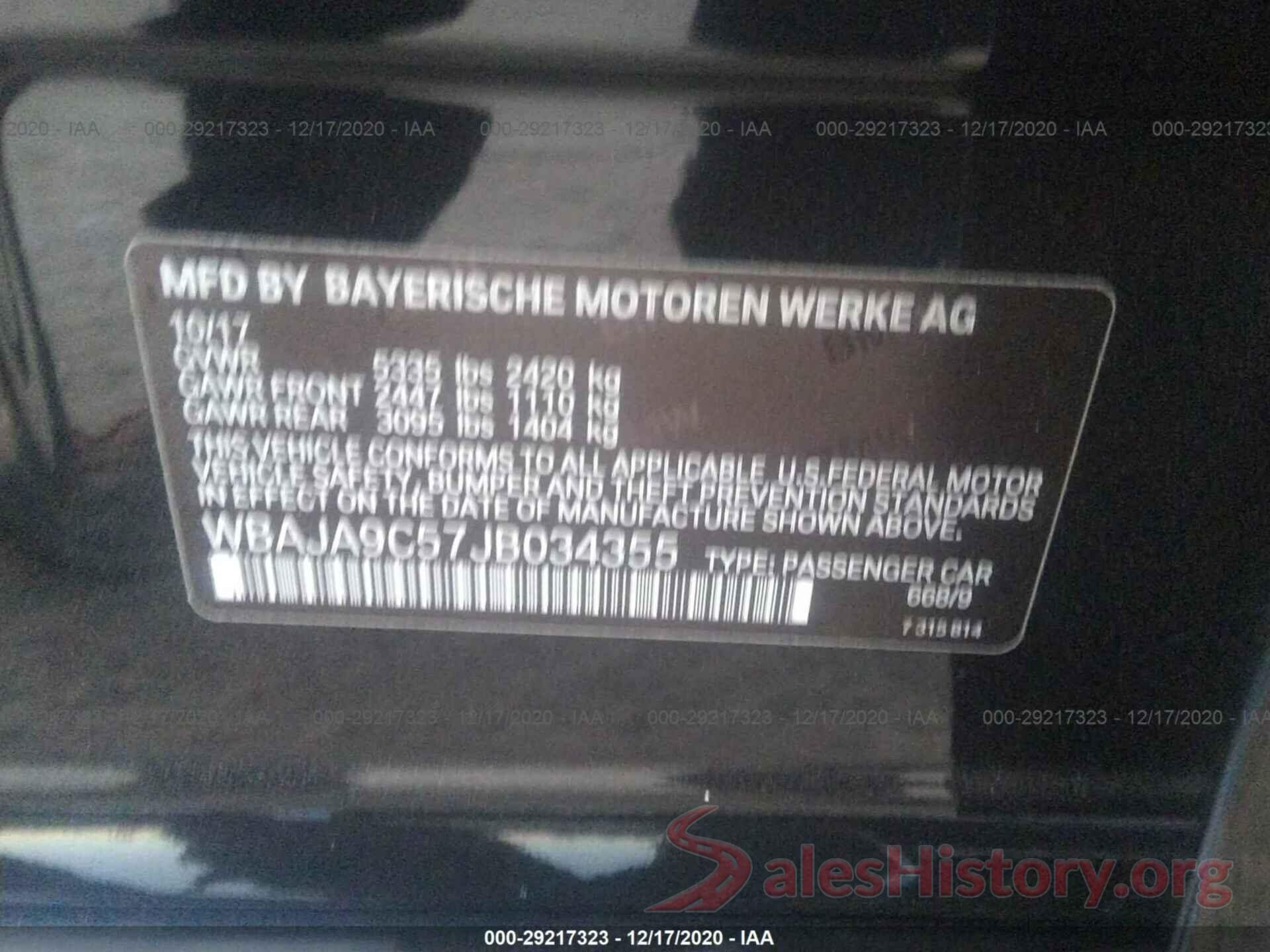 WBAJA9C57JB034355 2018 BMW 5 SERIES