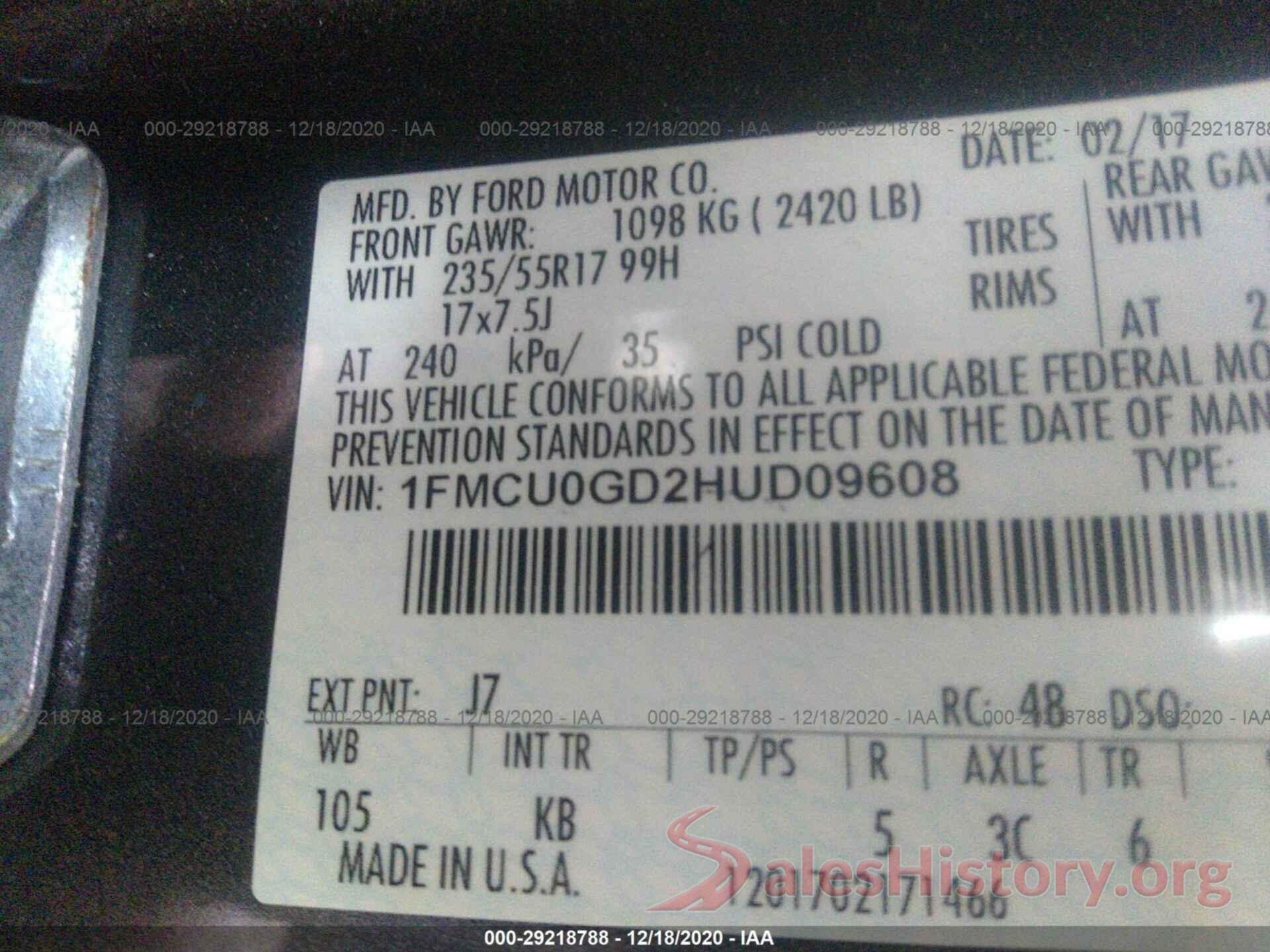 1FMCU0GD2HUD09608 2017 FORD ESCAPE