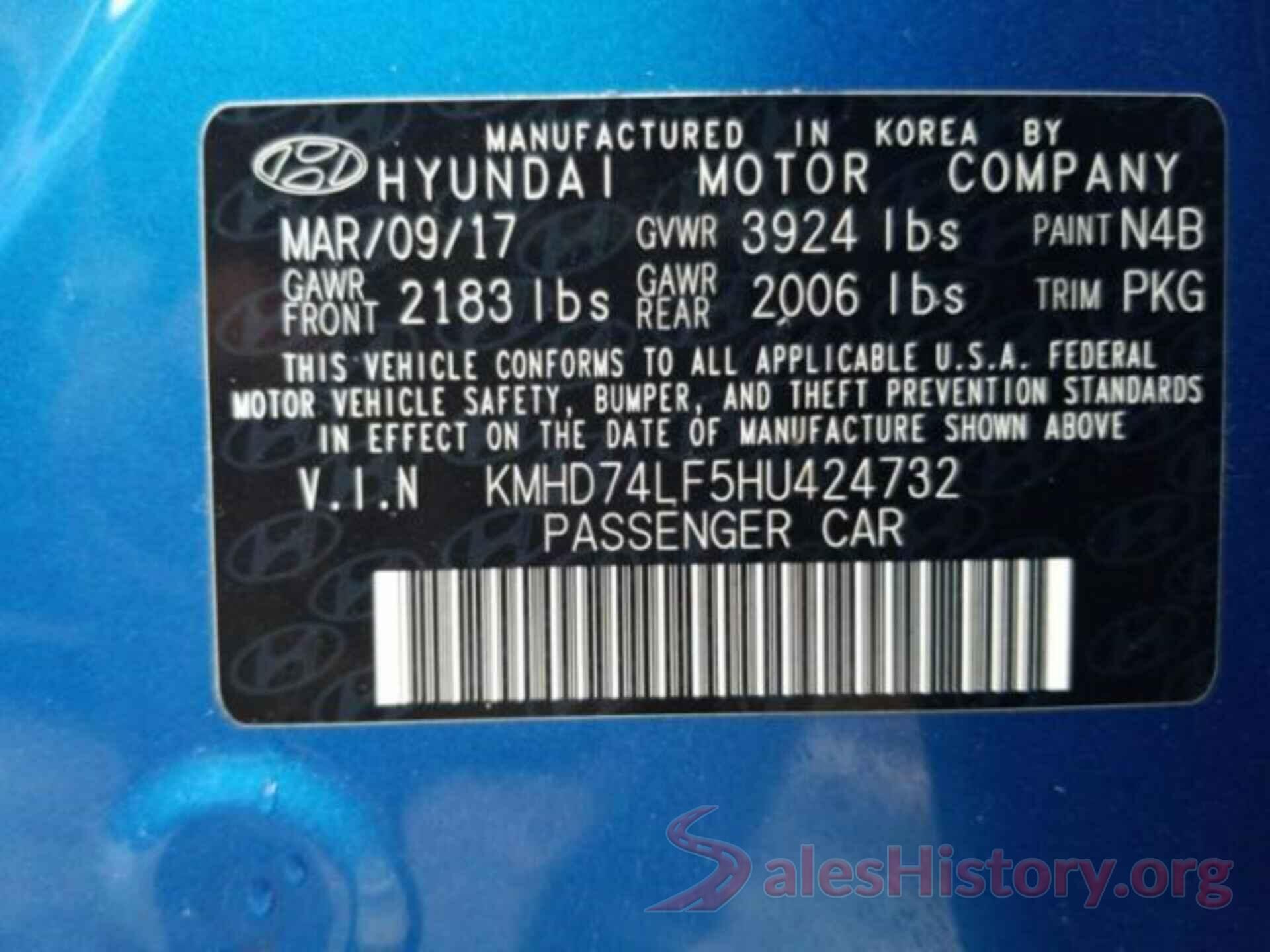 KMHD74LF5HU424732 2017 HYUNDAI ELANTRA