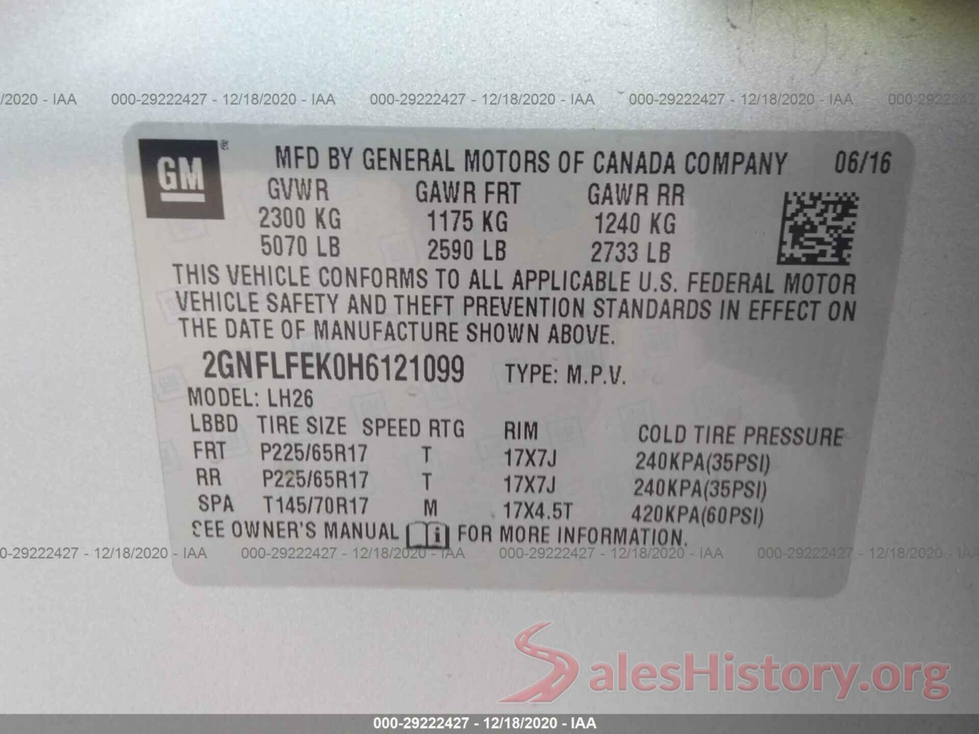 2GNFLFEK0H6121099 2017 CHEVROLET EQUINOX