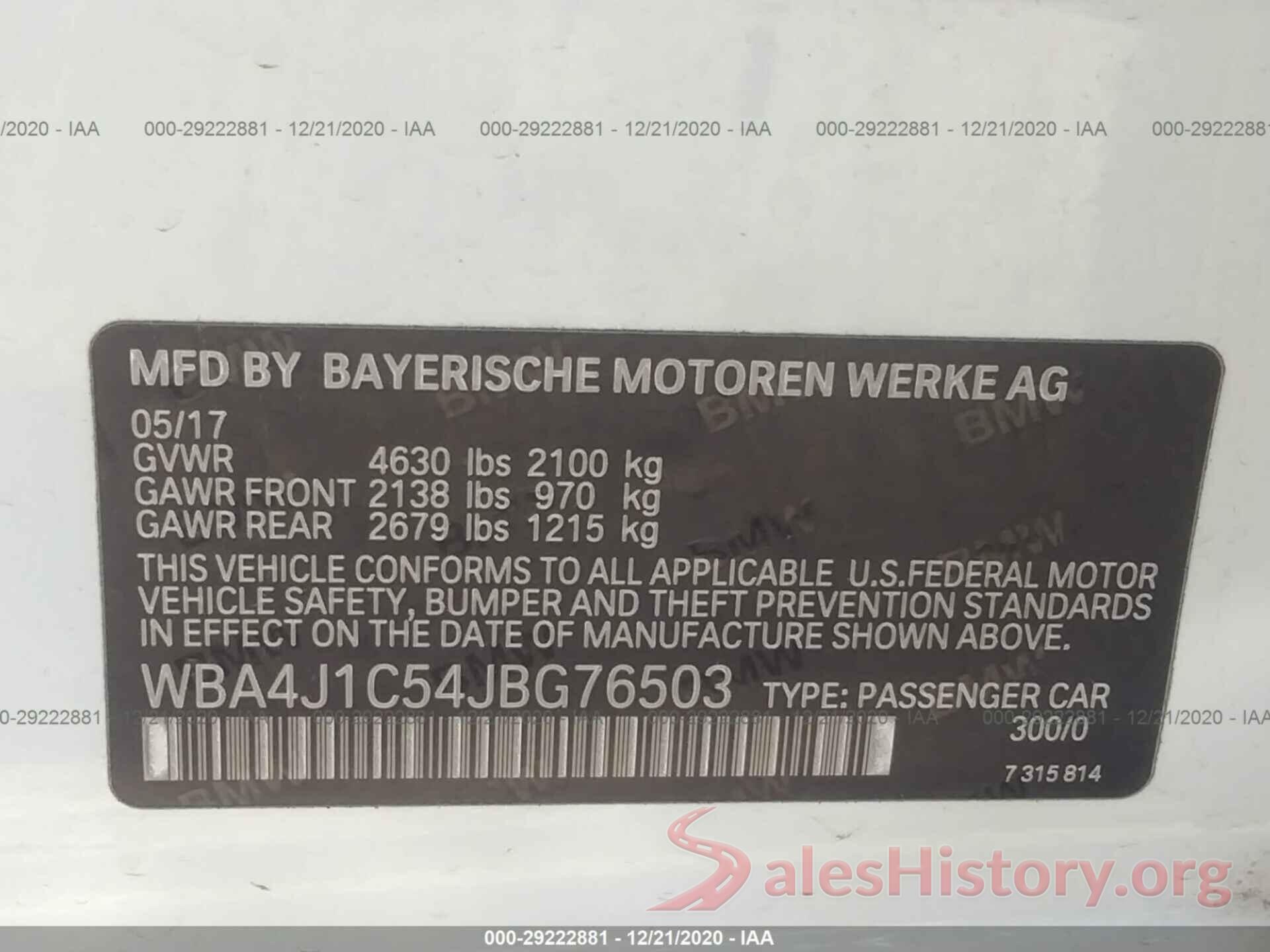 WBA4J1C54JBG76503 2018 BMW 4 SERIES