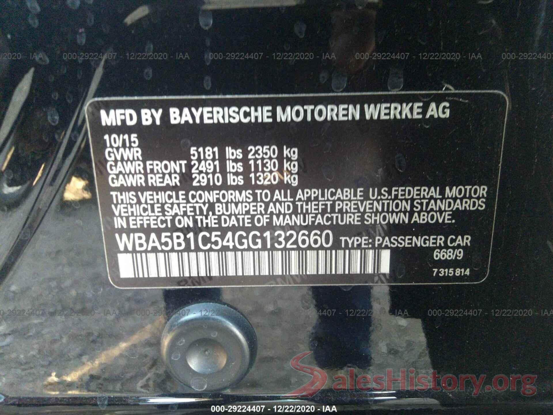 WBA5B1C54GG132660 2016 BMW 5 SERIES