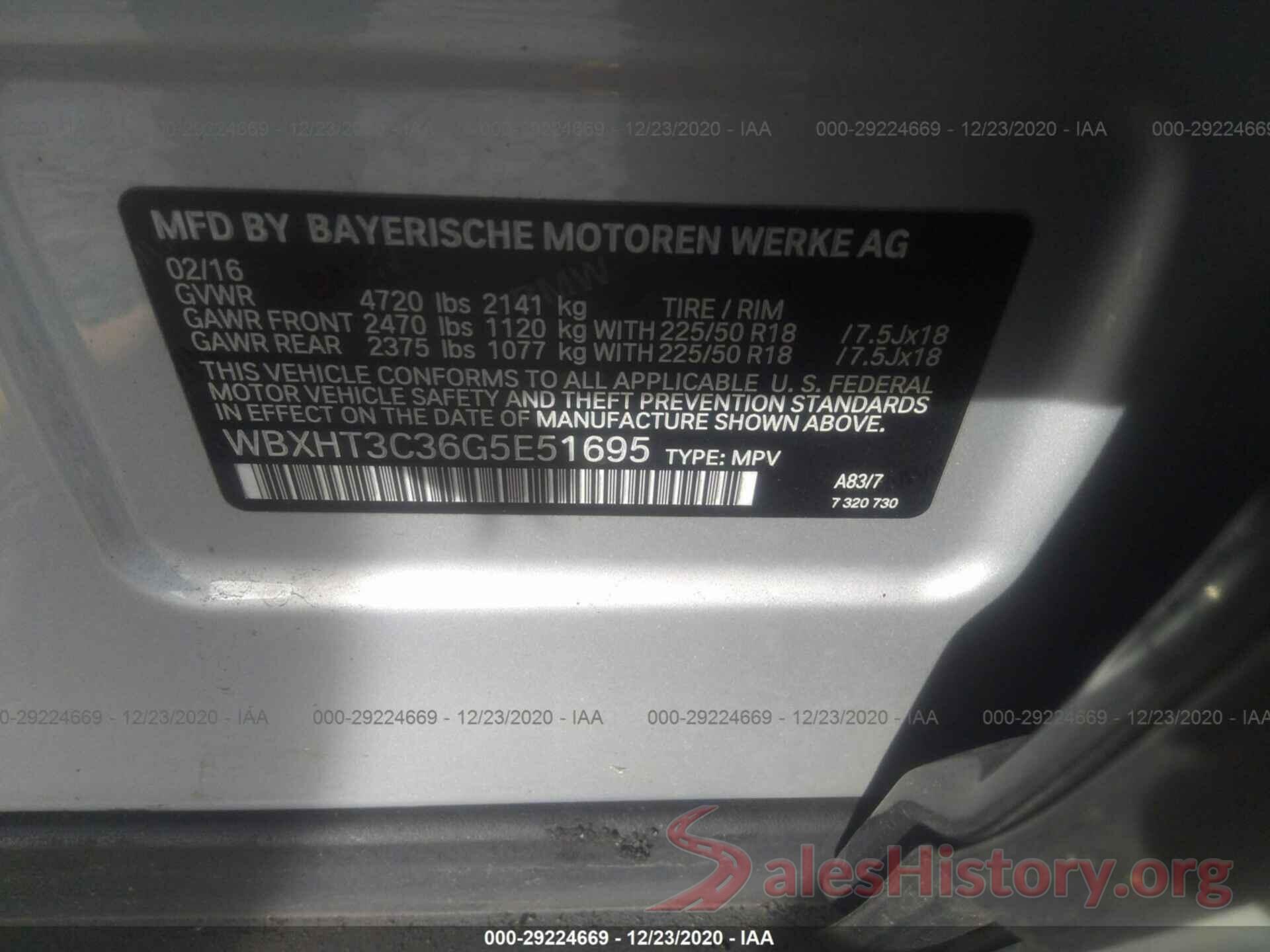 WBXHT3C36G5E51695 2016 BMW X1