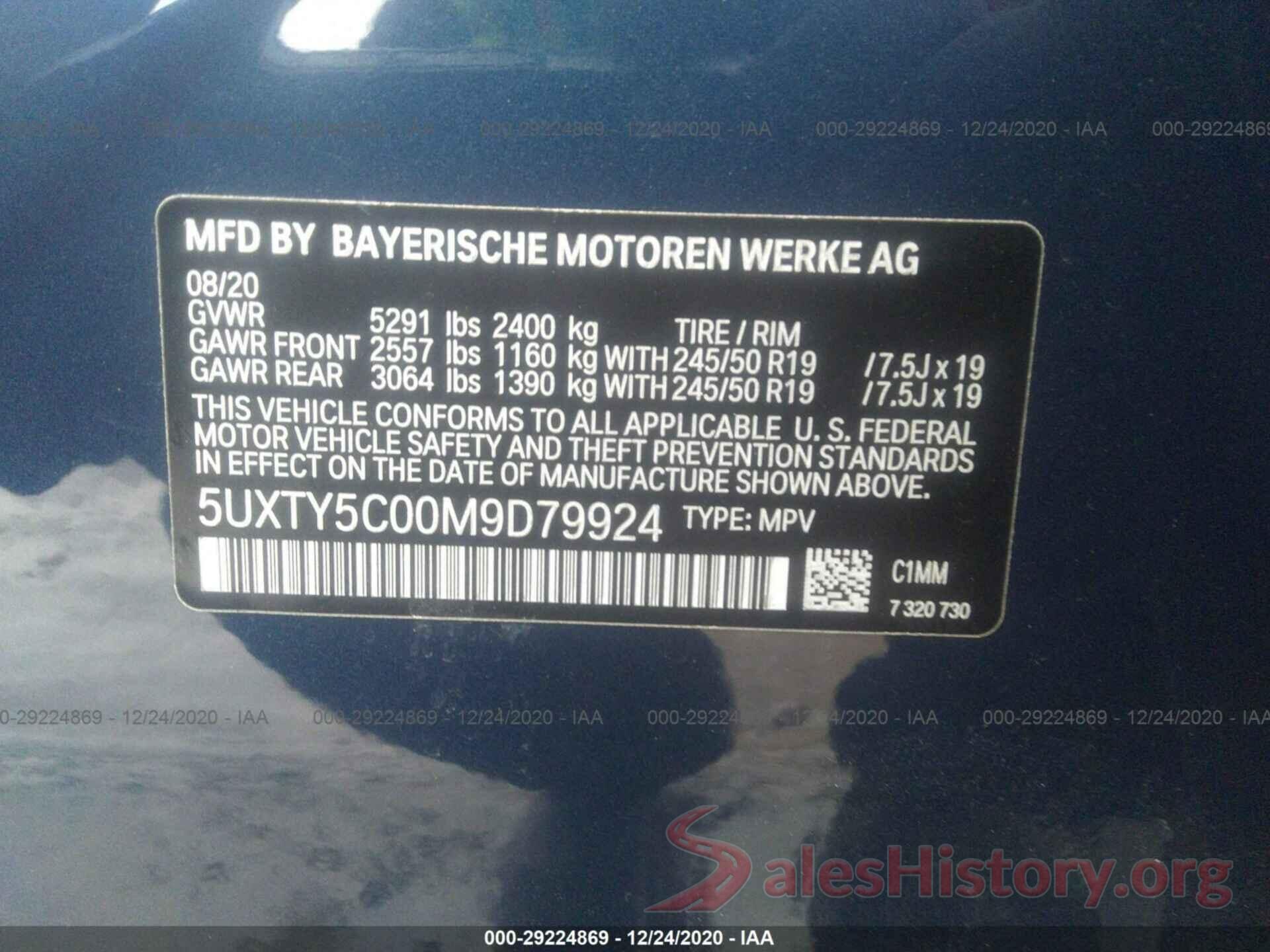 5UXTY5C00M9D79924 2021 BMW X3