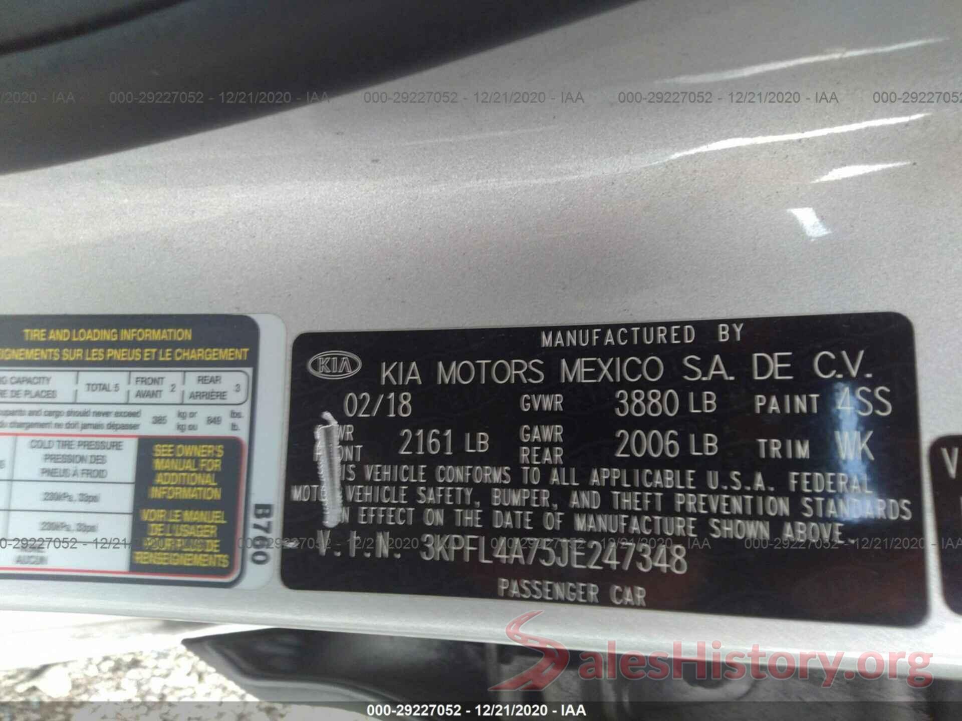 3KPFL4A75JE247348 2018 KIA FORTE