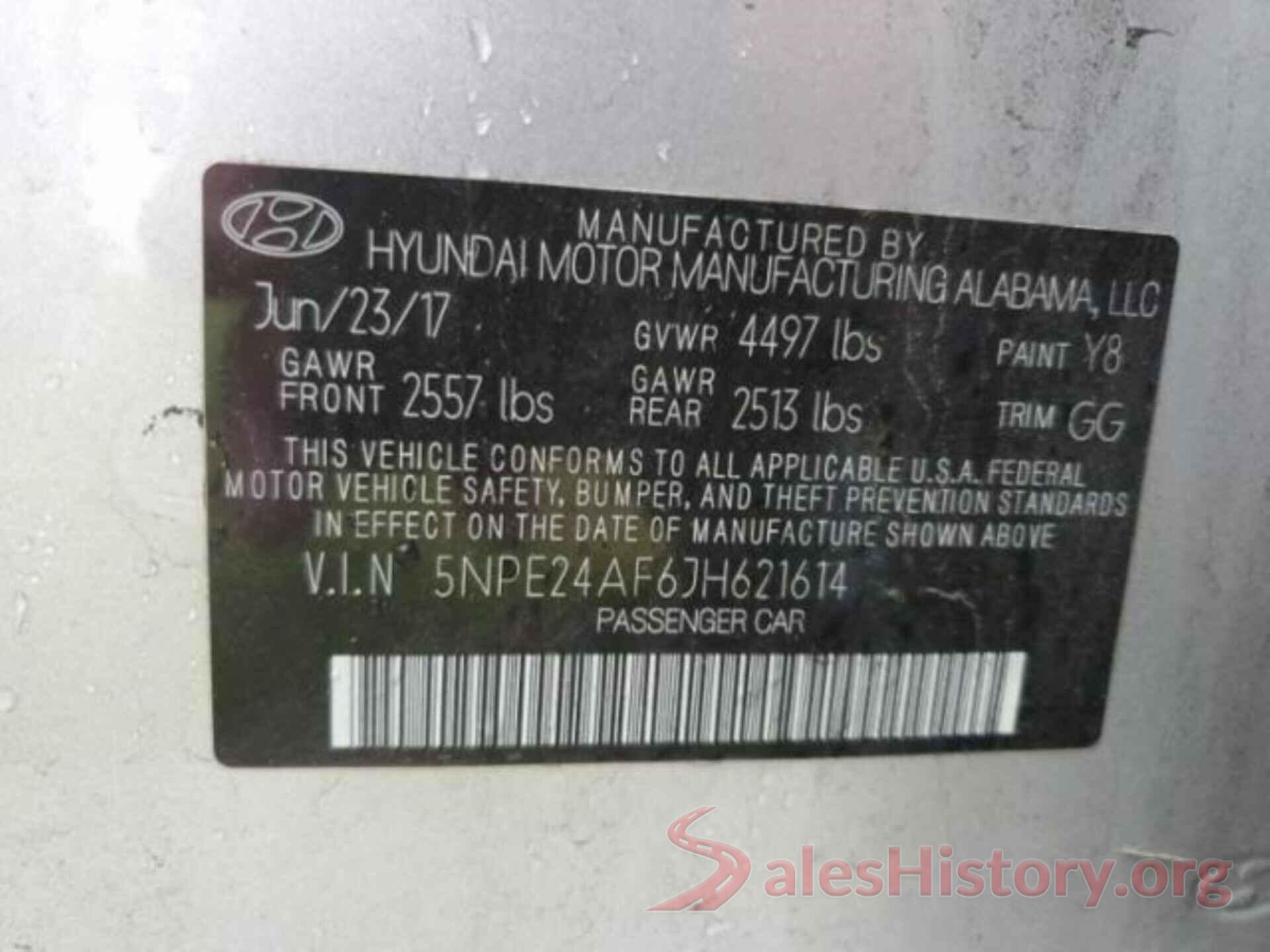 5NPE24AF6JH621614 2018 HYUNDAI SONATA