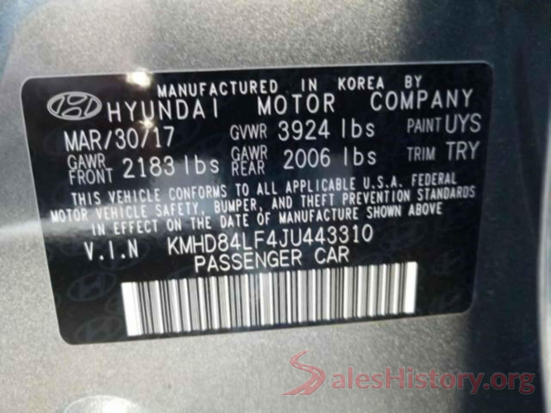 KMHD84LF4JU443310 2018 HYUNDAI ELANTRA